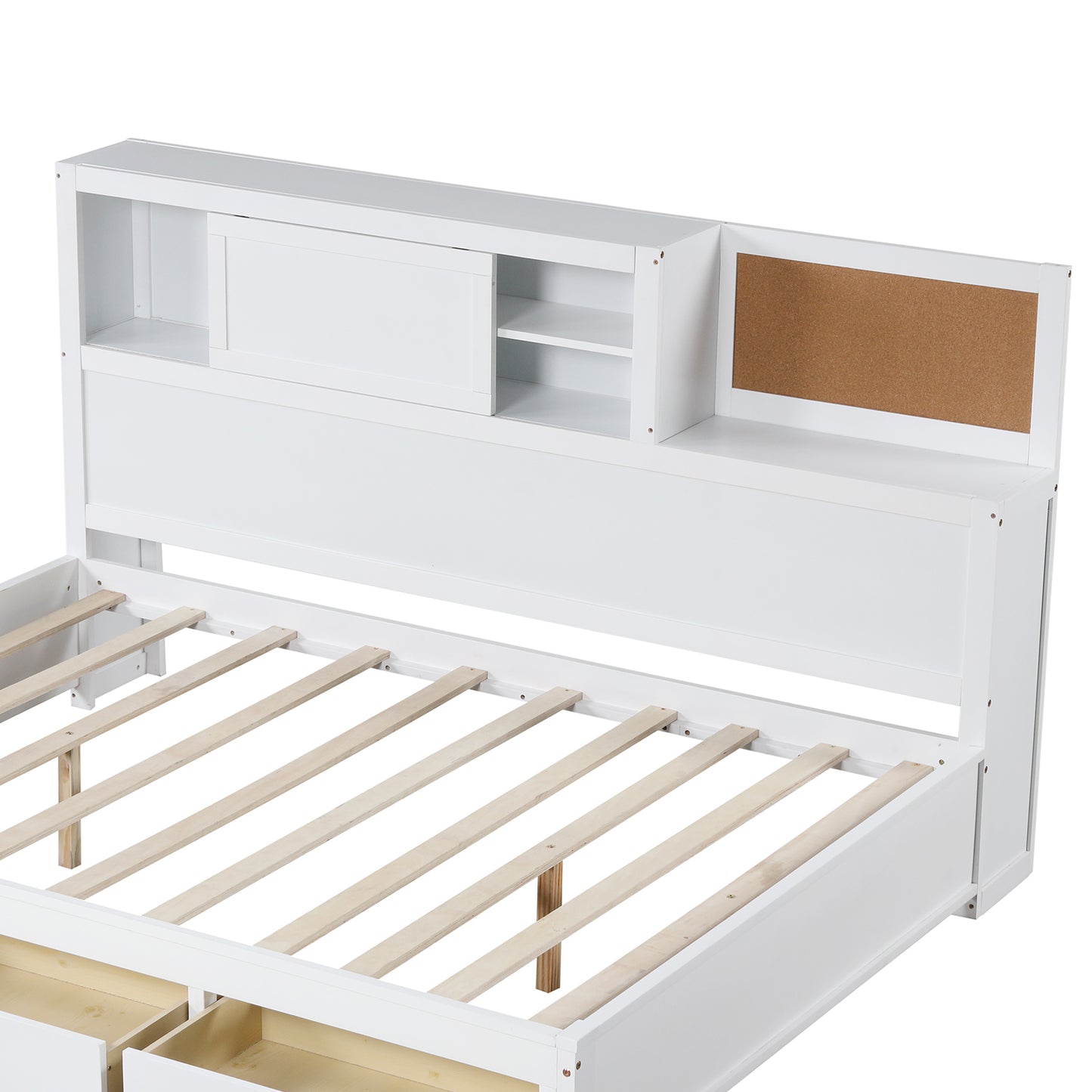 Wooden Daybed with 3 Drawers and Storage Shelves for Bedroom or Living Room - Twin Size