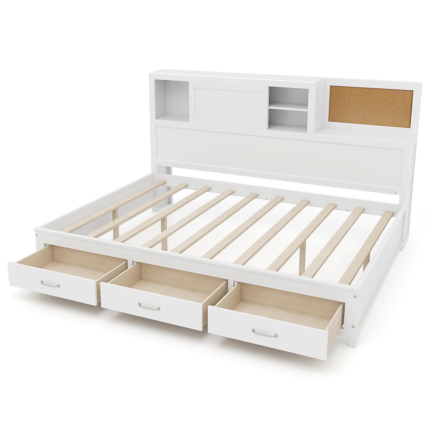 Wooden Daybed with 3 Drawers and Storage Shelves for Bedroom or Living Room - Twin Size