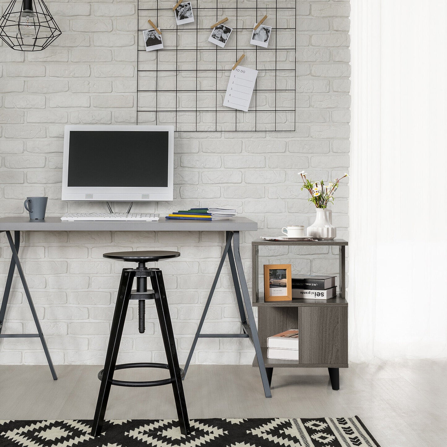 Set of 2 Modern Wooden Nightstands with Legs for Bedroom and Living Room