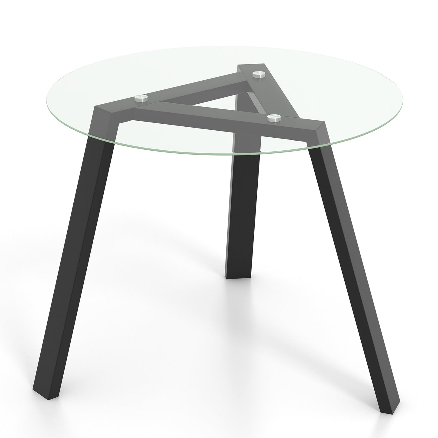 Round Glass Dining Table for 4 with Solid Wood Base 36 Inch Black Finish