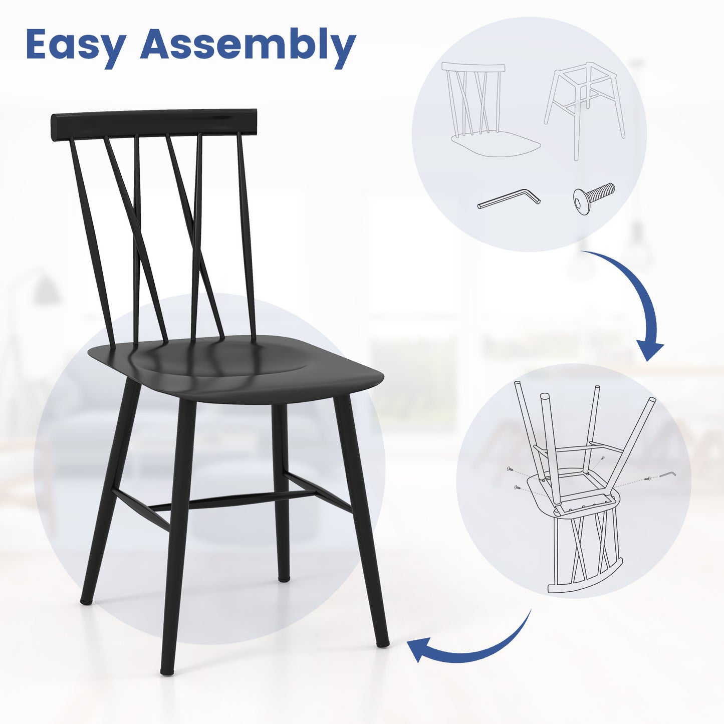 Pair of Modern Dining Chairs with Ergonomic Backrest for Comfort and Style