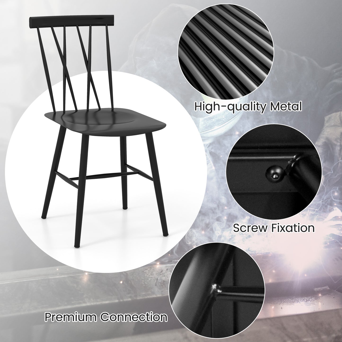 Pair of Modern Dining Chairs with Ergonomic Backrest for Comfort and Style