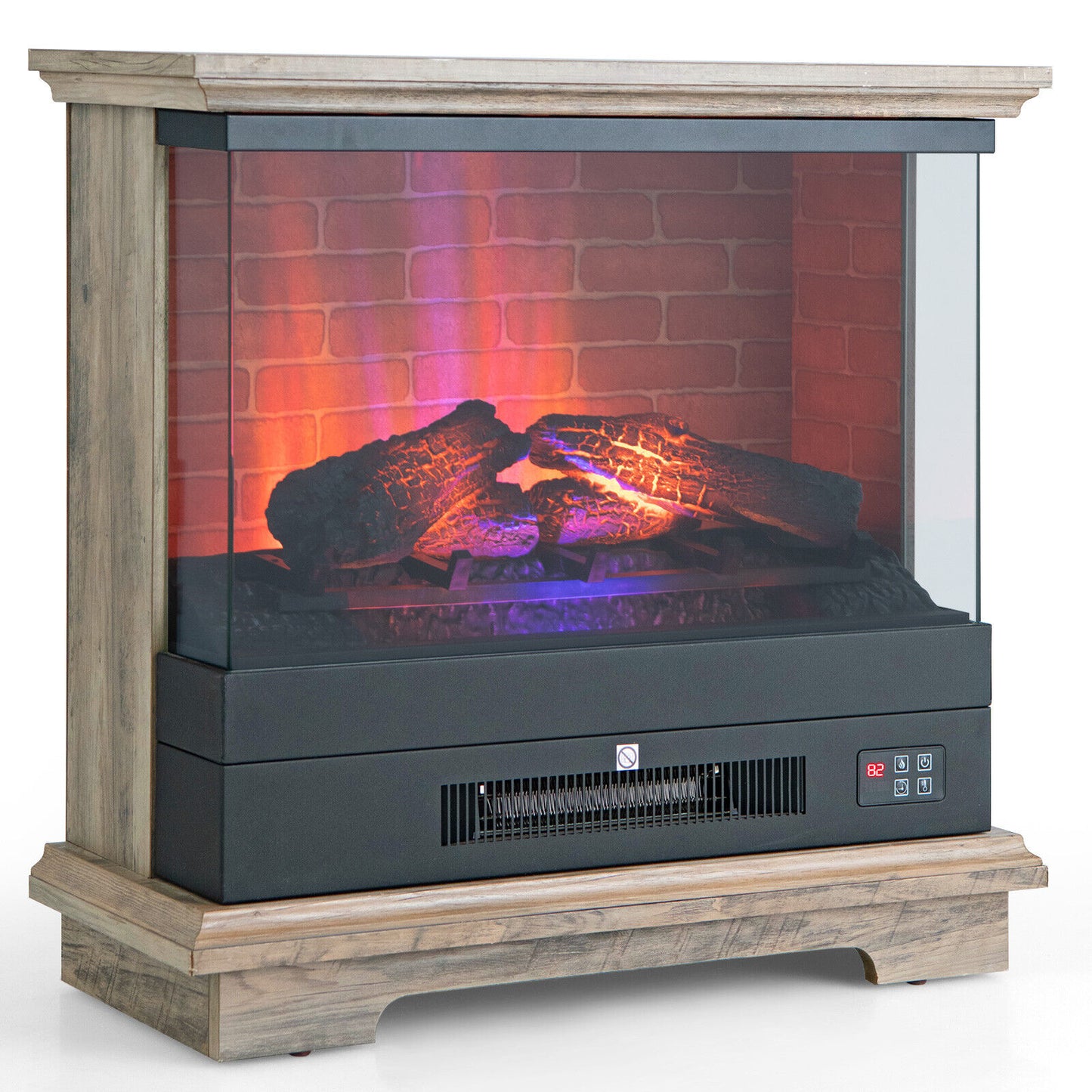 27" Freestanding Electric Fireplace with 3 Level Flame Effect & Adjustable Thermostat