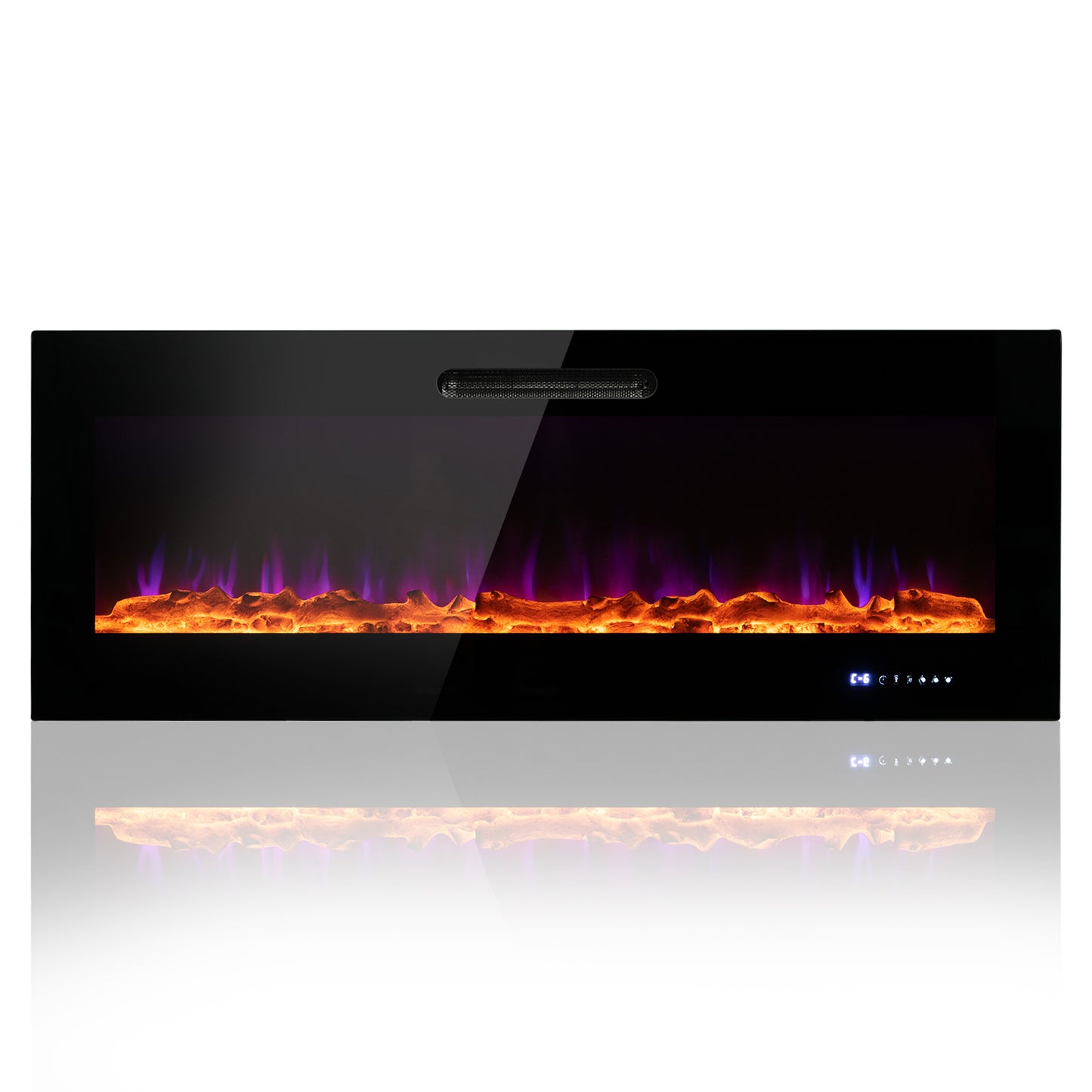 50/60 Inch Wall Mounted Electric Fireplace with Decorative Crystal & Log Options