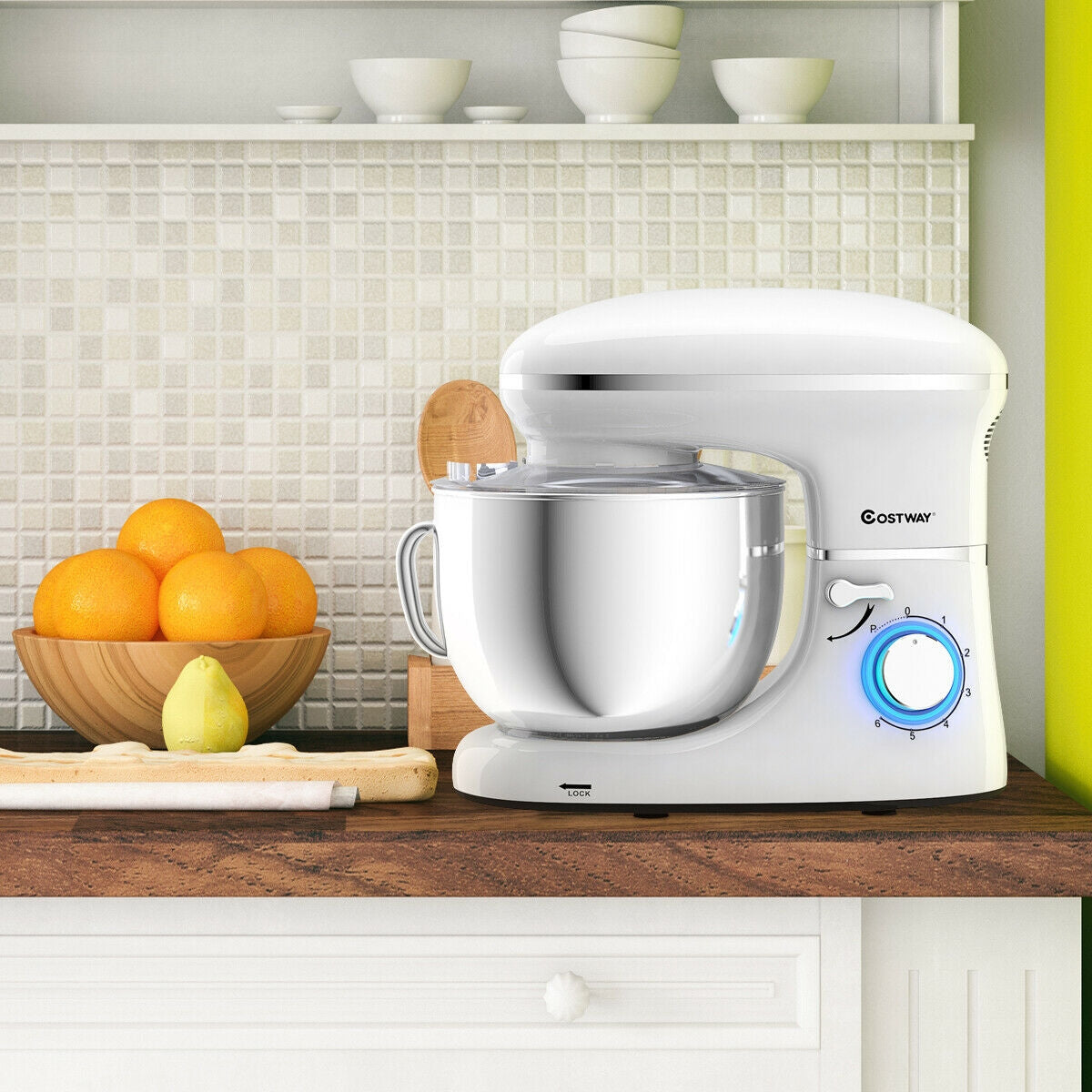660W 6.3QT Tilt Head Stand Mixer with 6 Speed Control