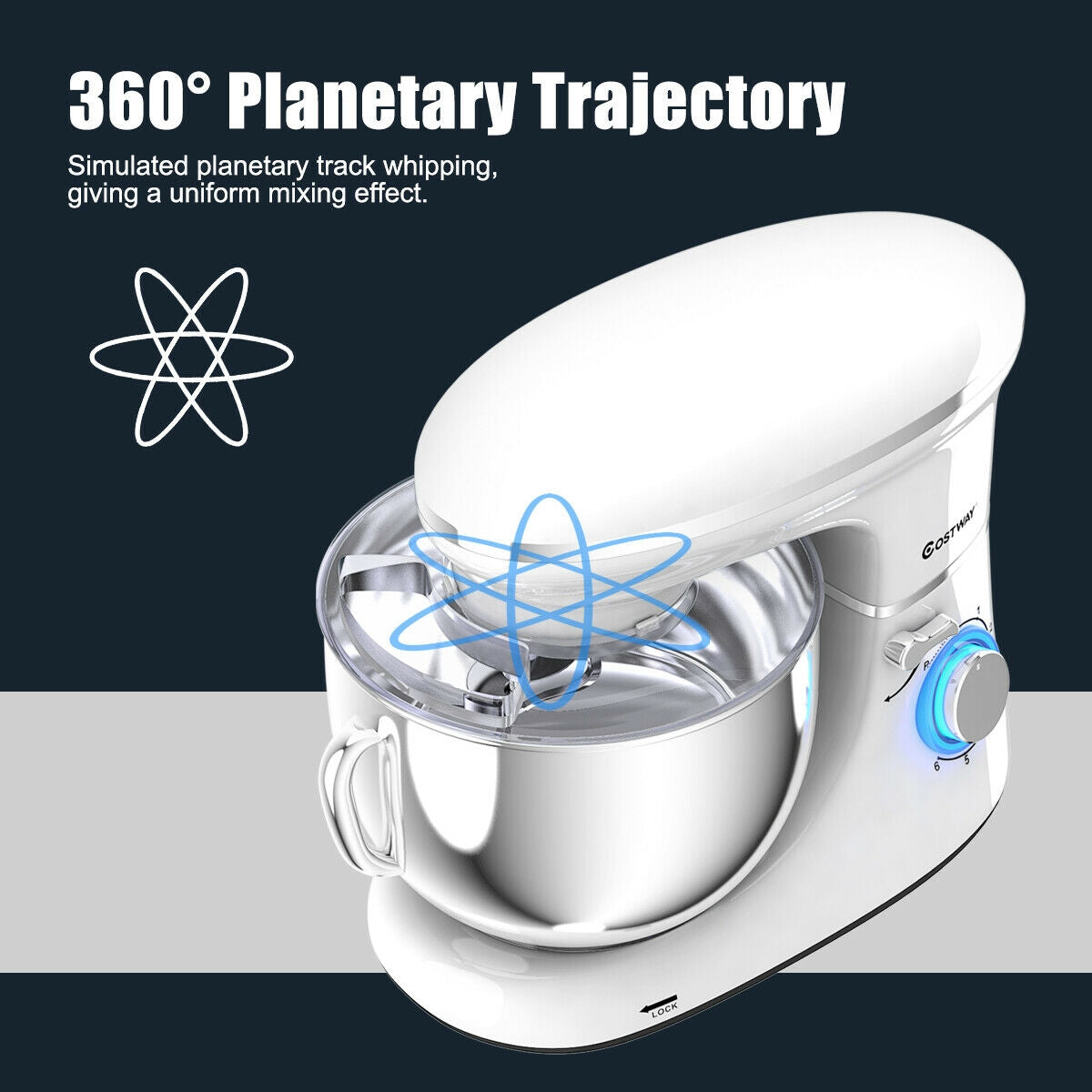 660W 6.3QT Tilt Head Stand Mixer with 6 Speed Control