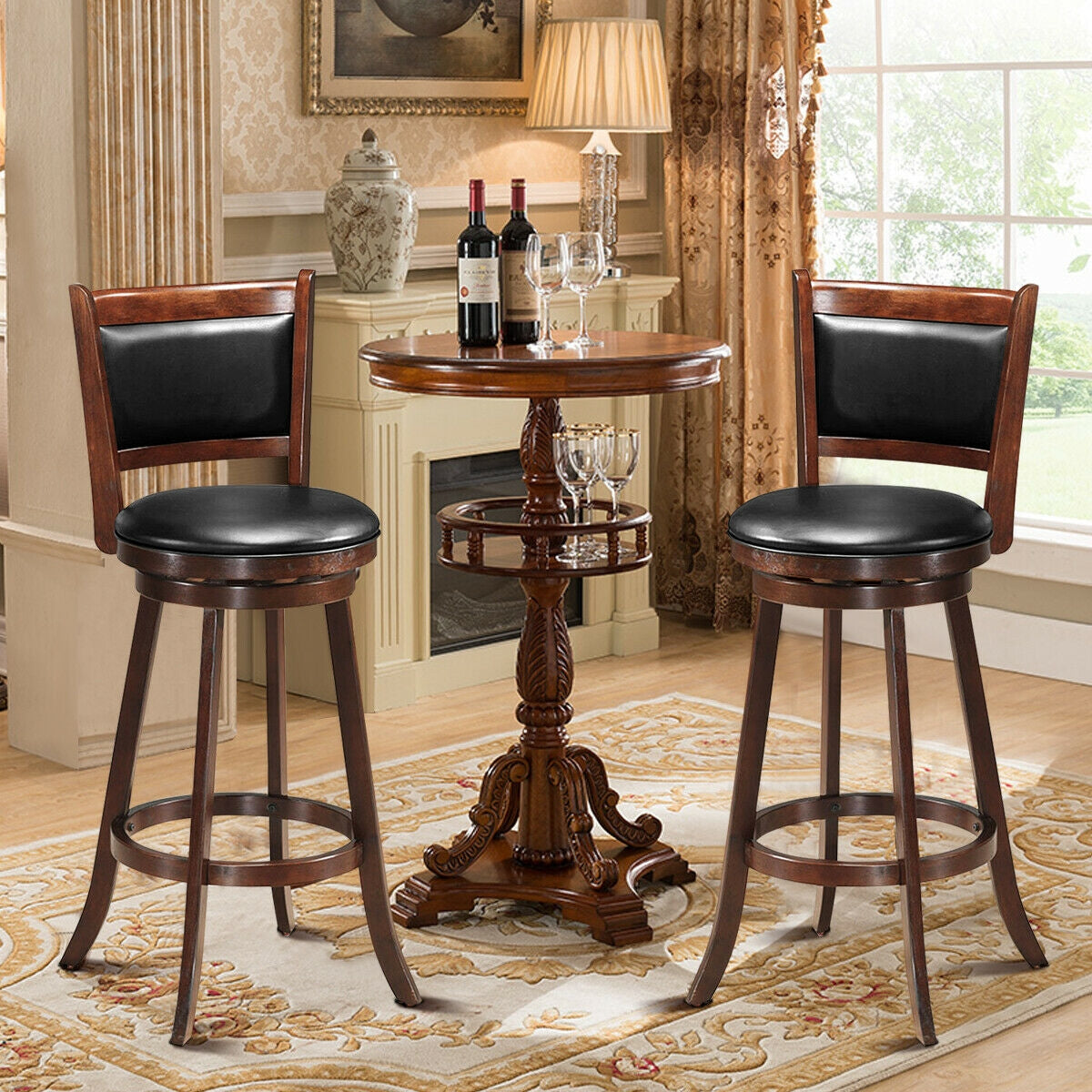 29 Inch Swivel Counter Stools with Upholstered Seats