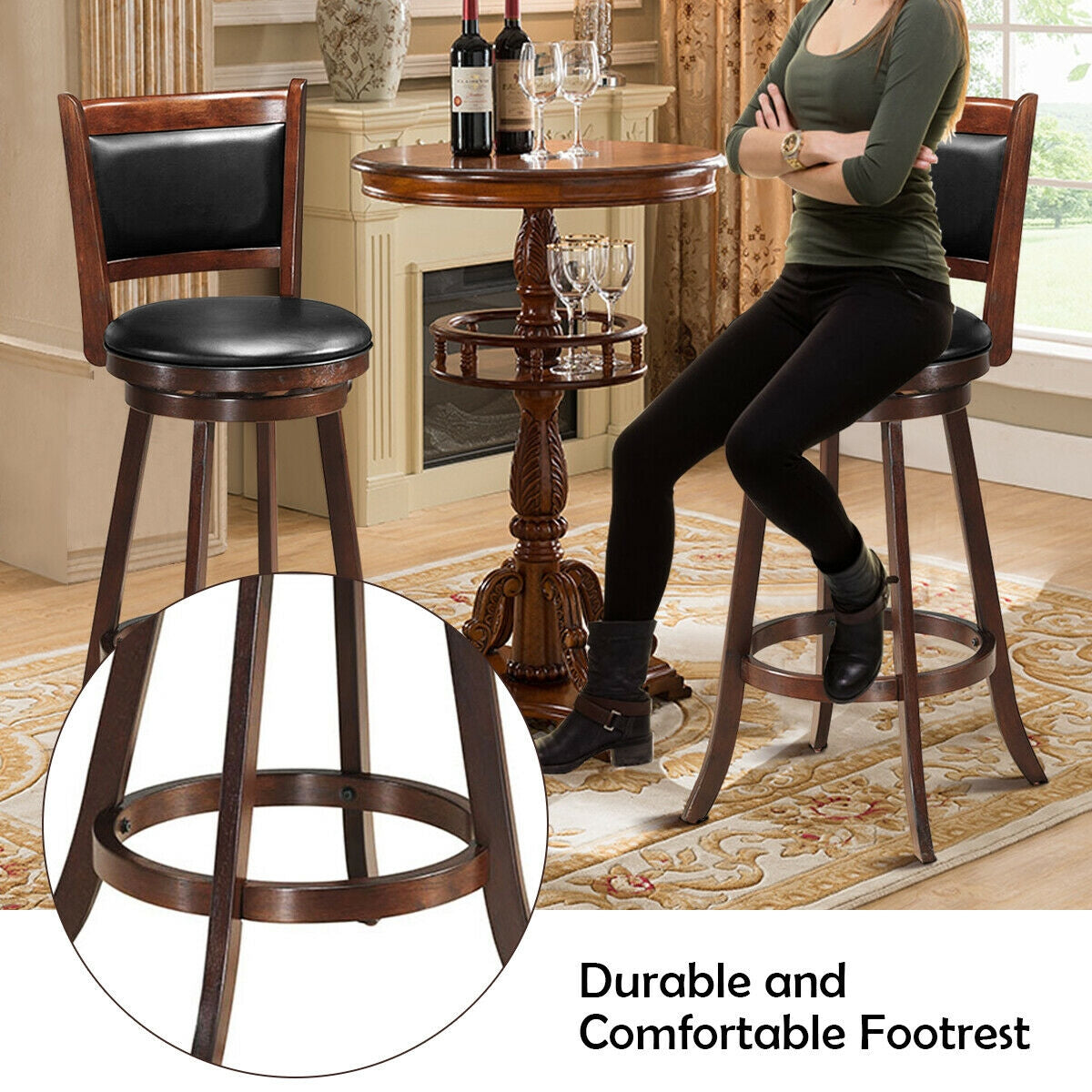 29 Inch Swivel Counter Stools with Upholstered Seats