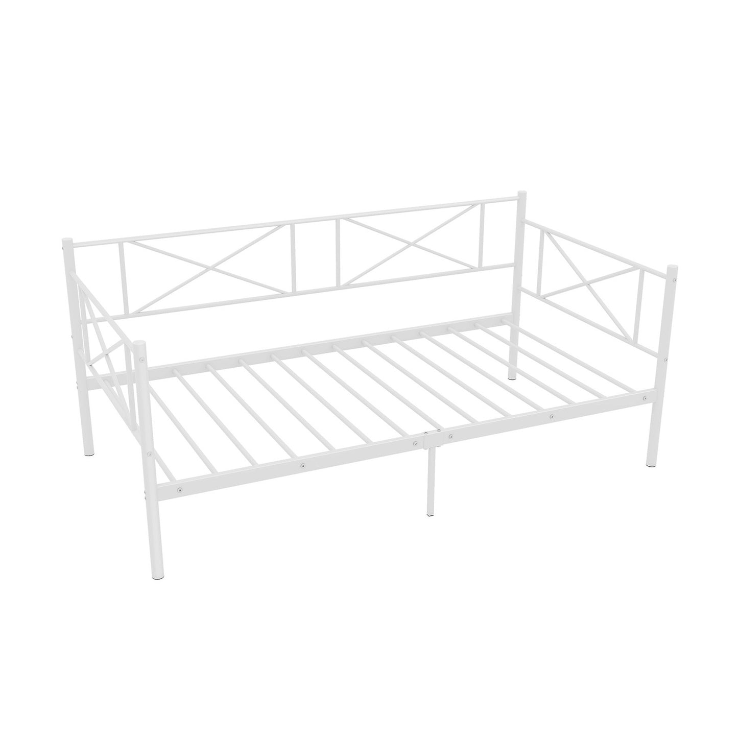 2-in-1 Twin Metal Daybed Sofa Bed with Strong Slat Support and Storage – Black & White
