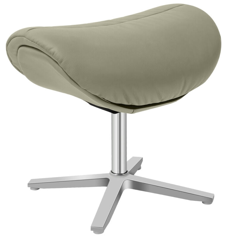 Ergonomic Swivel Leather Lounge Chair with Ottoman and Durable Aluminum Base - Grey