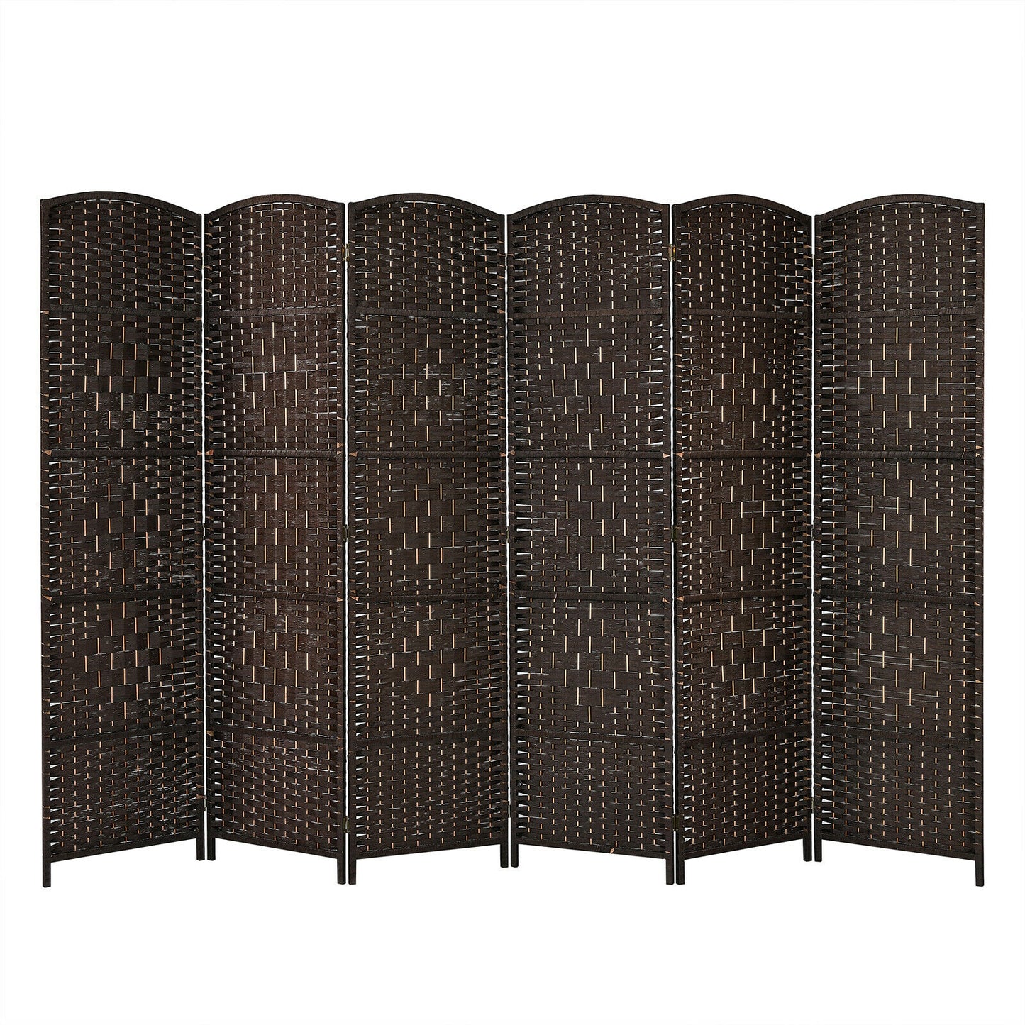 6.5ft 6 Panel Folding Room Divider Screen with Handwoven Fiber - Elegant Brown