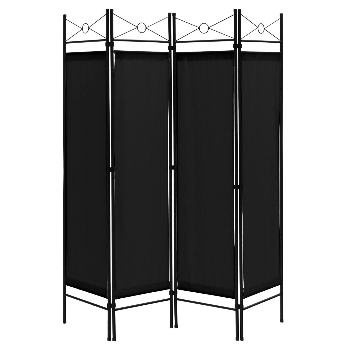 6 Foot 4 Panel Freestanding Folding Privacy Divider Screen - Black