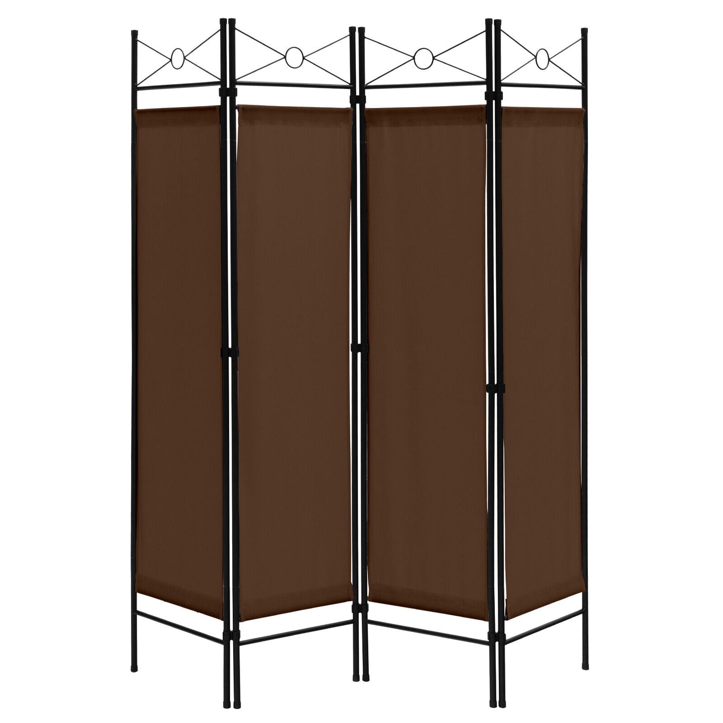 6 Foot 4 Panel Freestanding Folding Privacy Divider Screen - Brown