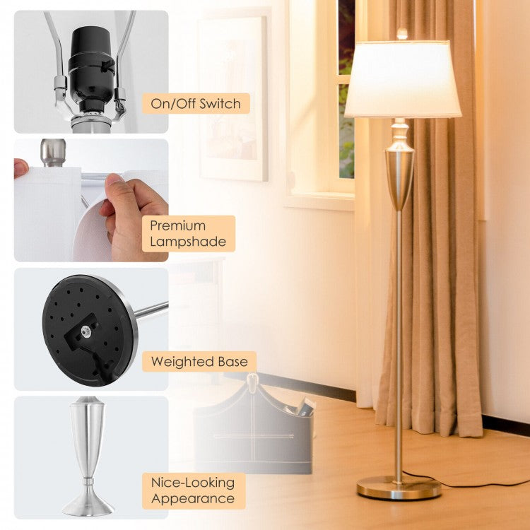 3 Piece Modern Lamp Set with 1 Floor Lamp and 2 Table Lamps for Any Space