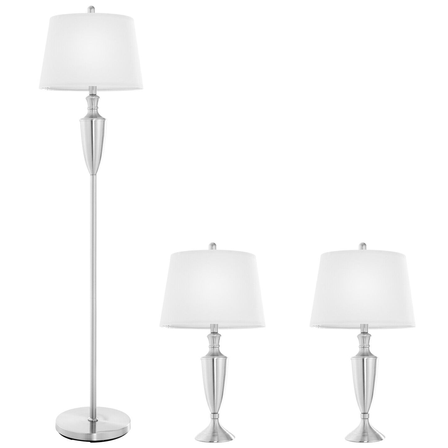 3 Piece Modern Lamp Set with 1 Floor Lamp and 2 Table Lamps for Any Space