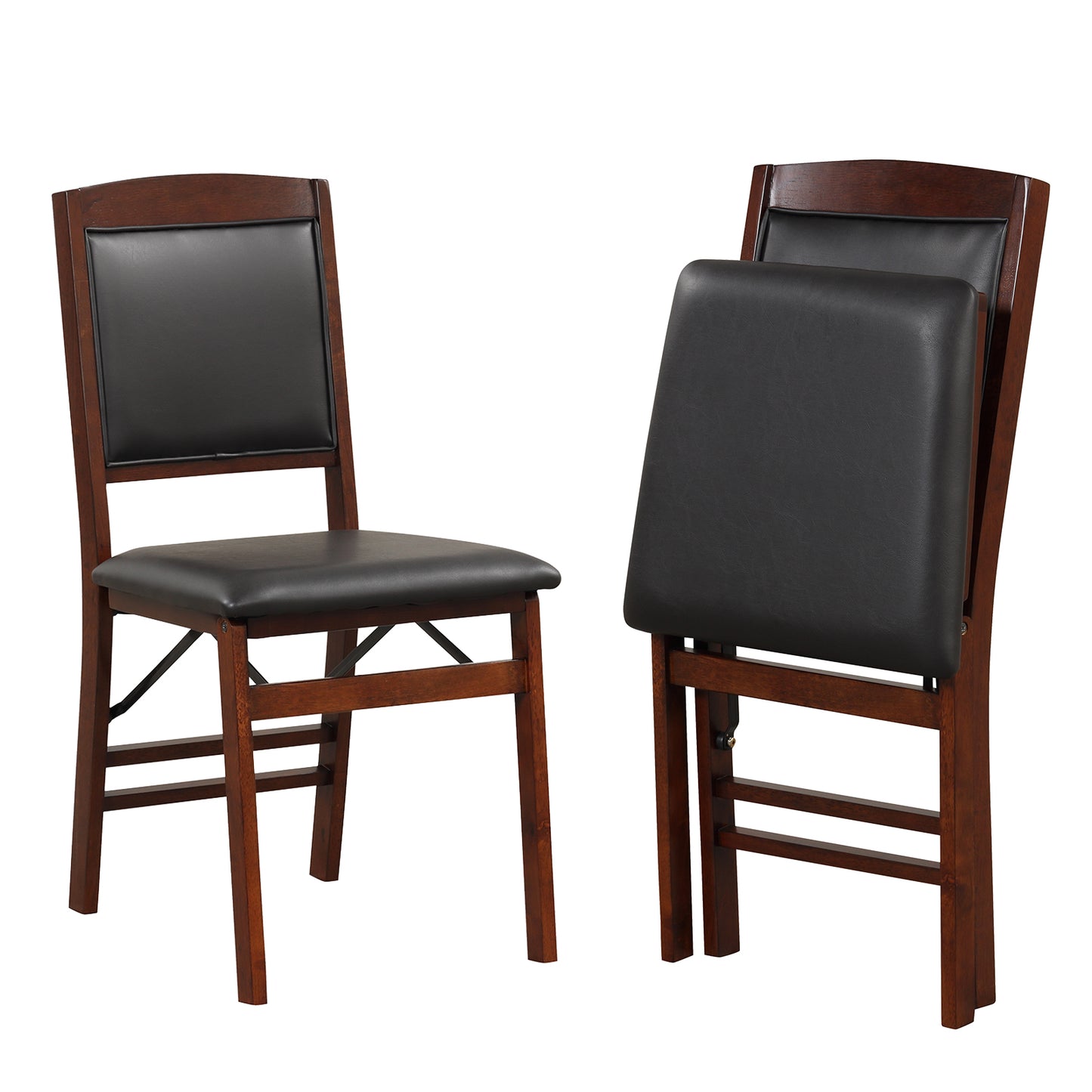 2-Piece Folding Dining Chairs with Padded Seat and High Backrest