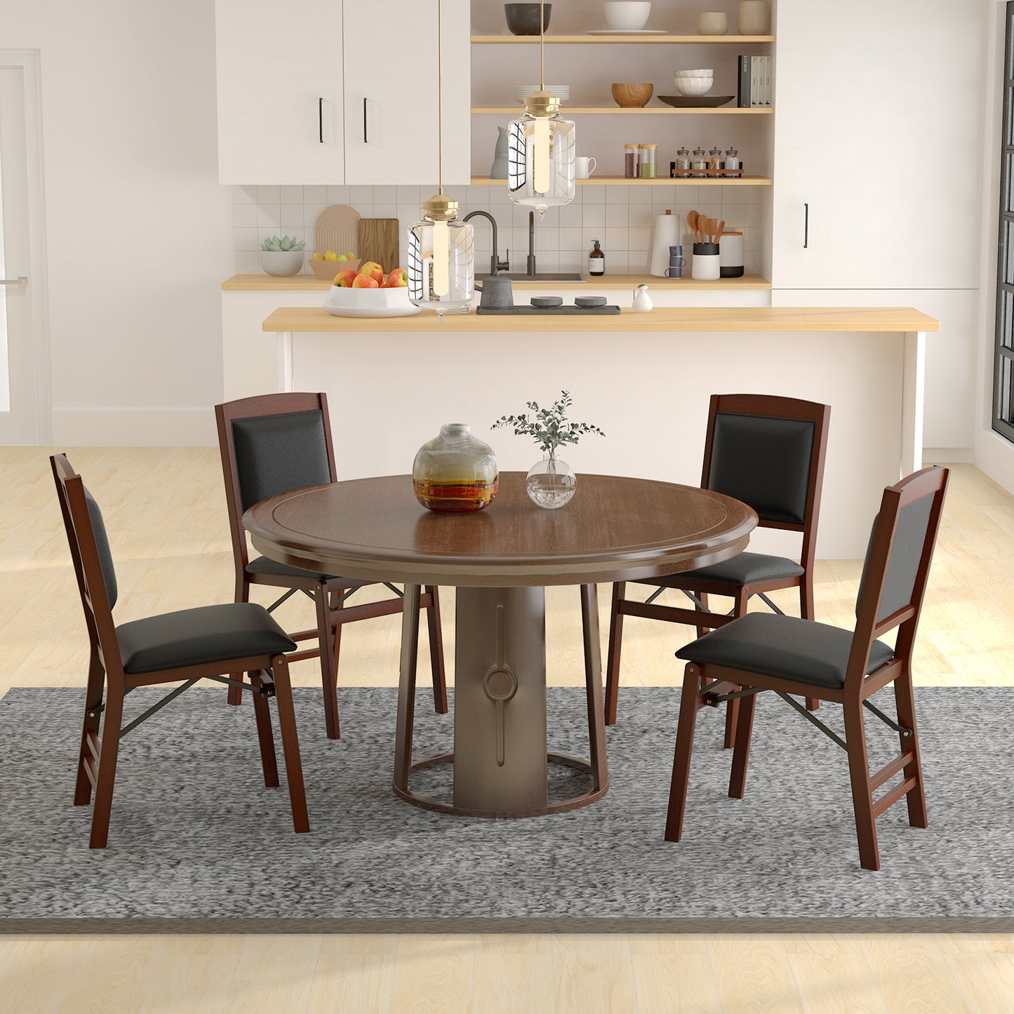 2-Piece Folding Dining Chairs with Padded Seat and High Backrest
