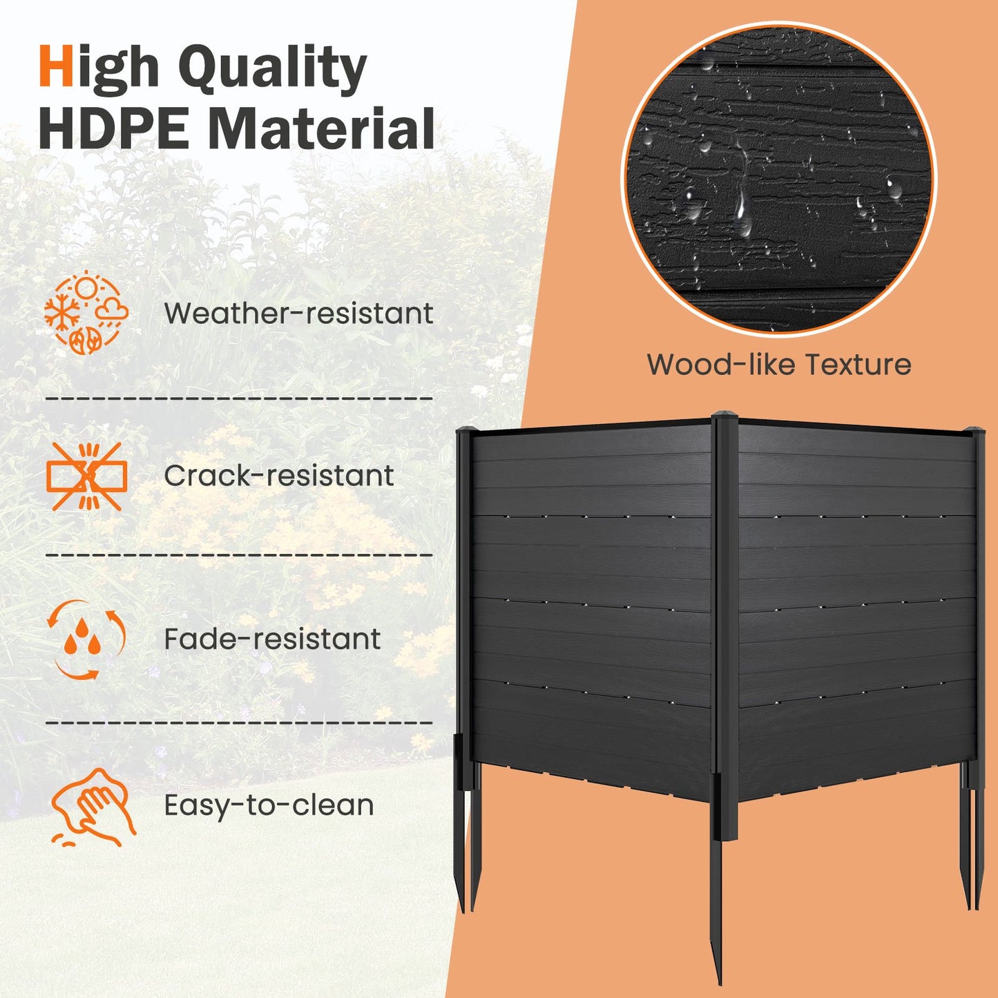 HDPE Outdoor Privacy Fence Screen with 5 Ground Stakes – Perfect for Garden, Yard, and Patio
