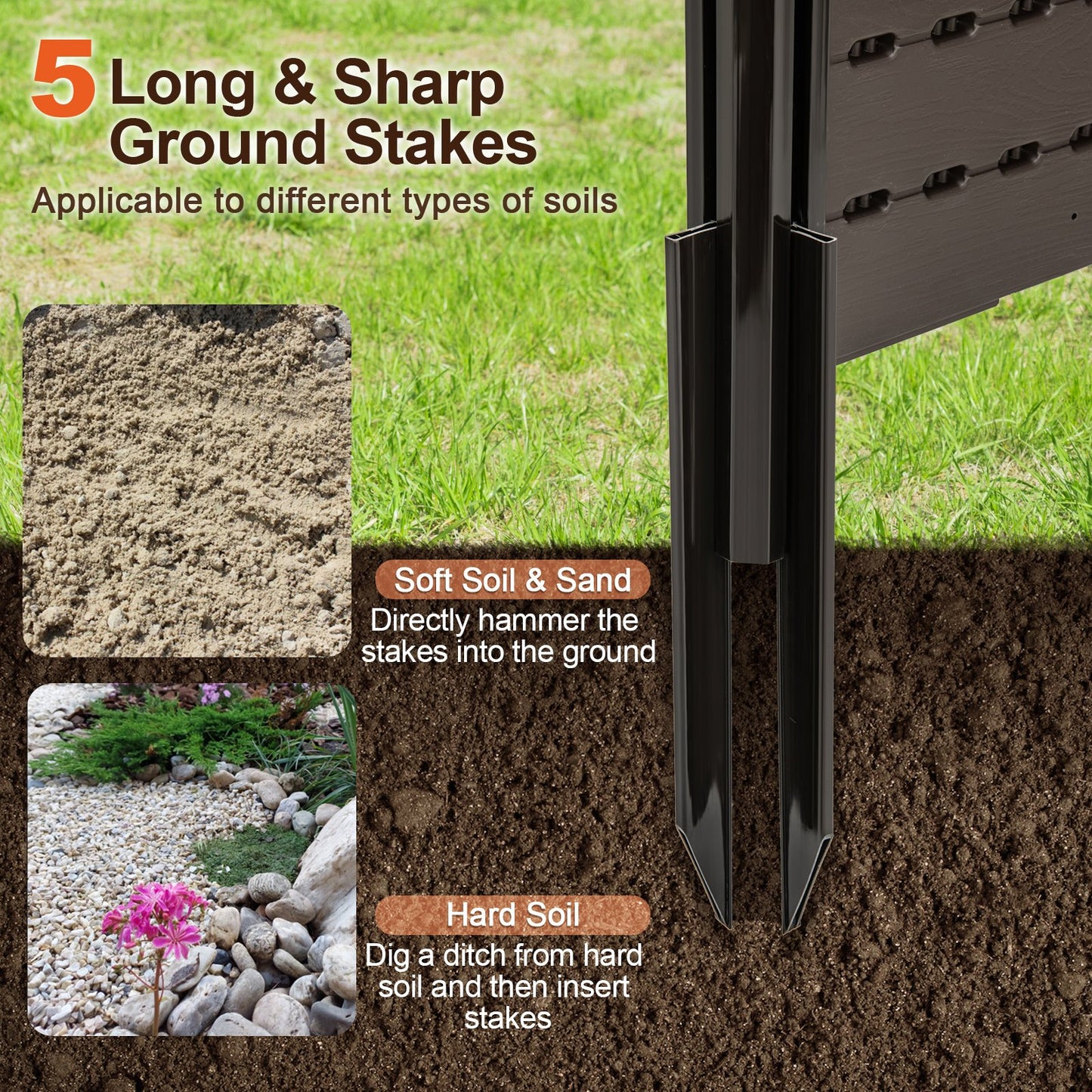HDPE Outdoor Privacy Fence Screen with 5 Ground Stakes – Perfect for Garden, Yard, and Patio