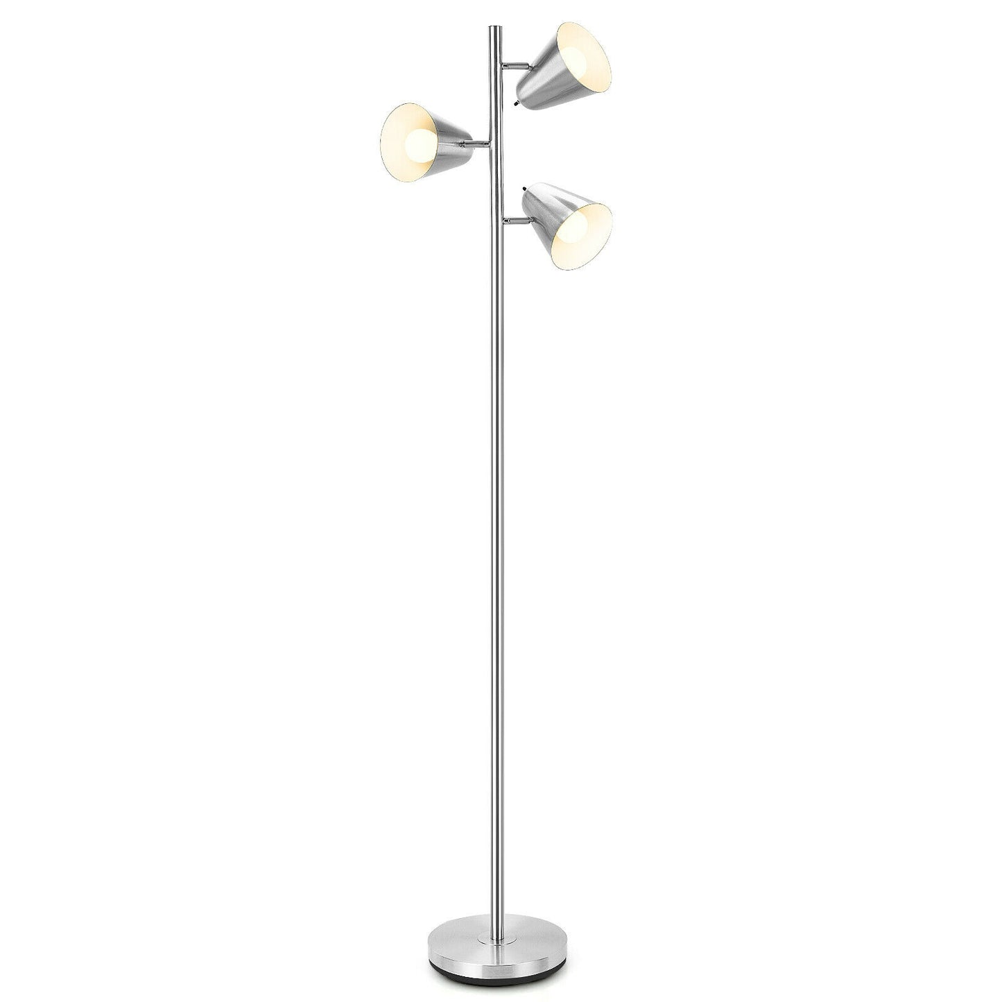 64 Inch 3 Light LED Floor Lamp with Adjustable Shades - Silver