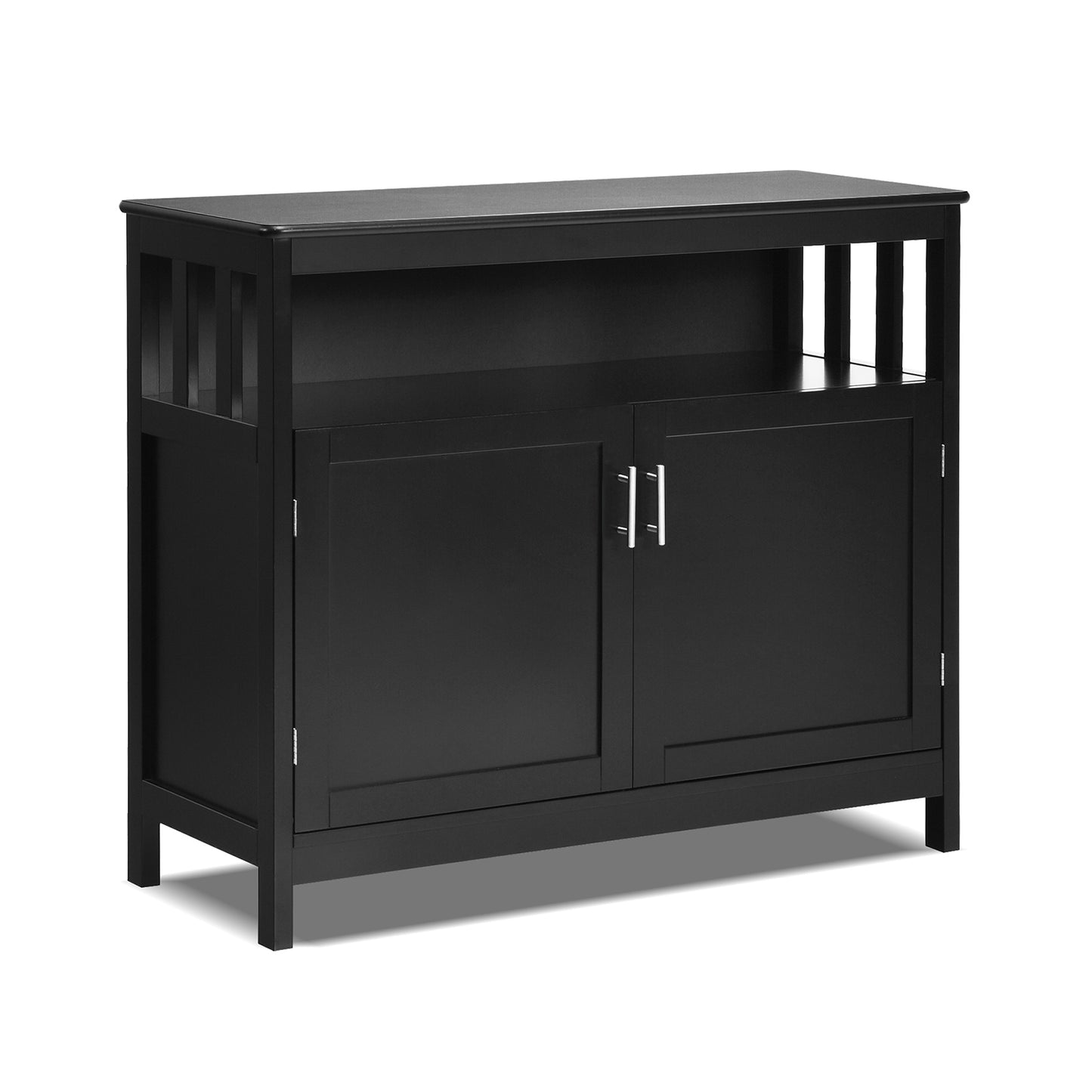 Kitchen Sideboard Buffet Cabinet with Adjustable Shelf and Double Doors for Dining Storage - Black