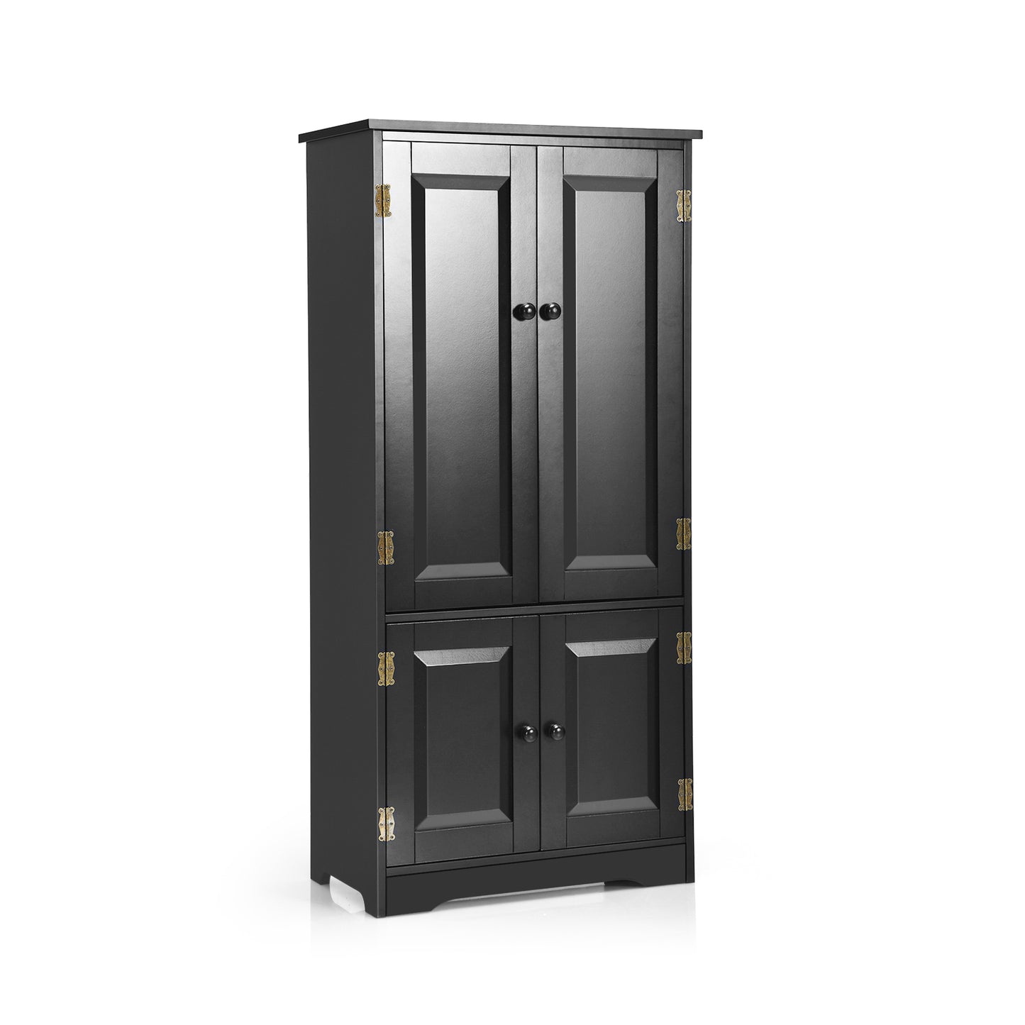 Antique 2 Door Accent Floor Cabinet with Adjustable Shelves and Spacious Storage - Black