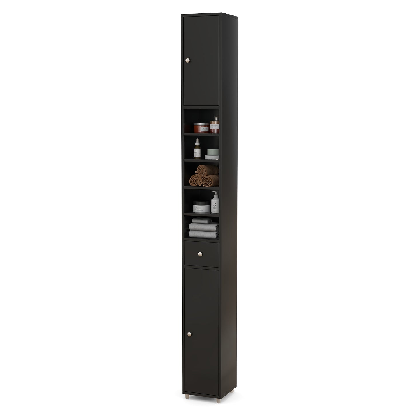 71 Inch Tall Freestanding Storage Cabinet with Adjustable Shelves and Anti-Tipping Device