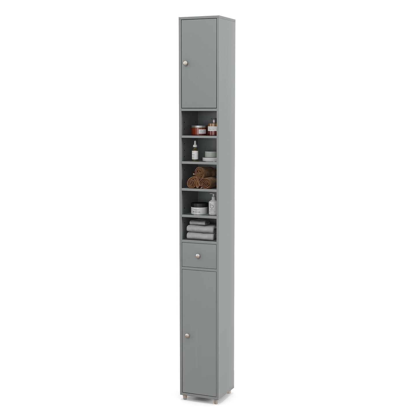 71 Inch Tall Freestanding Storage Cabinet with Adjustable Shelves and Anti-Tipping Device