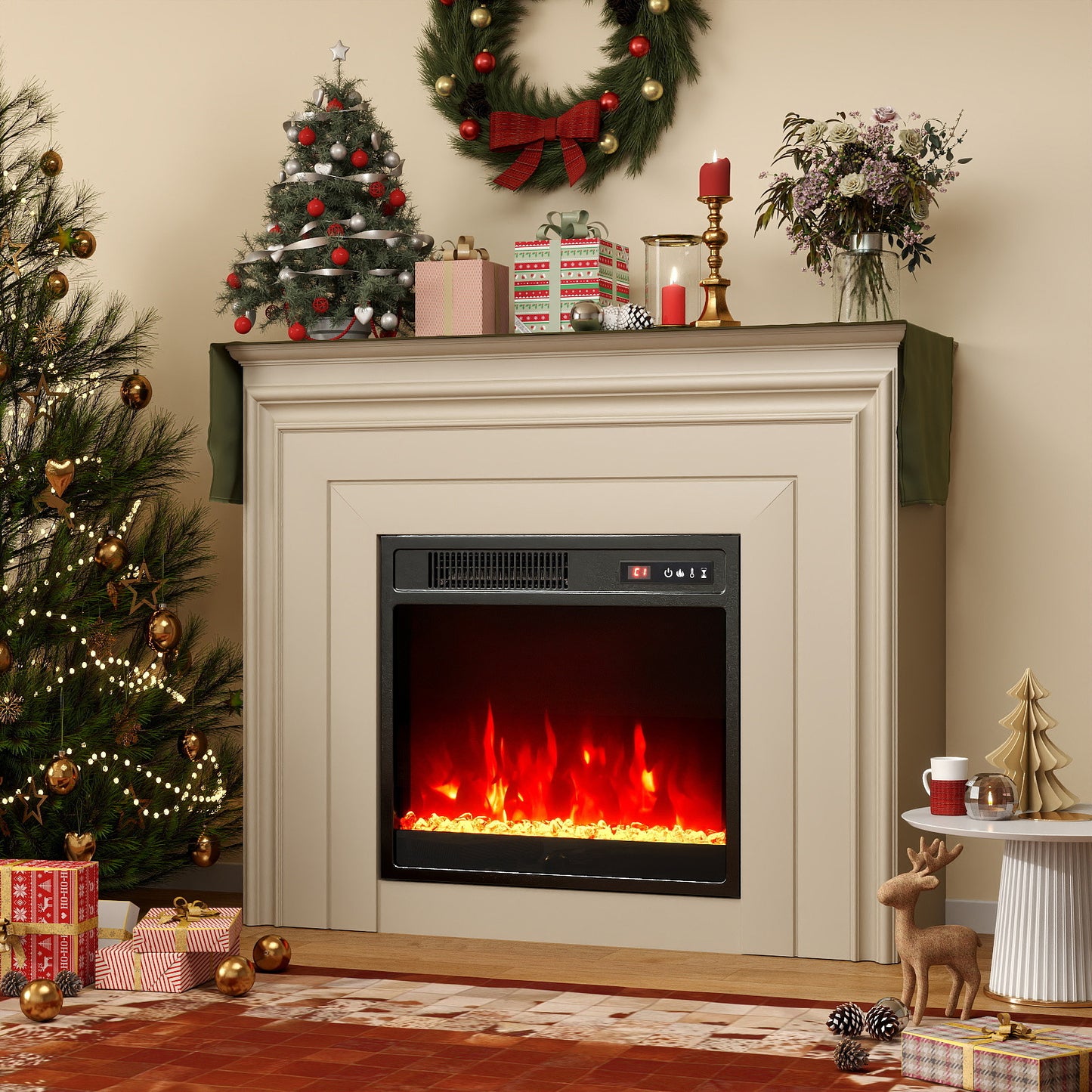 18 Inch Electric Fireplace Heater Insert with Overheat Protection