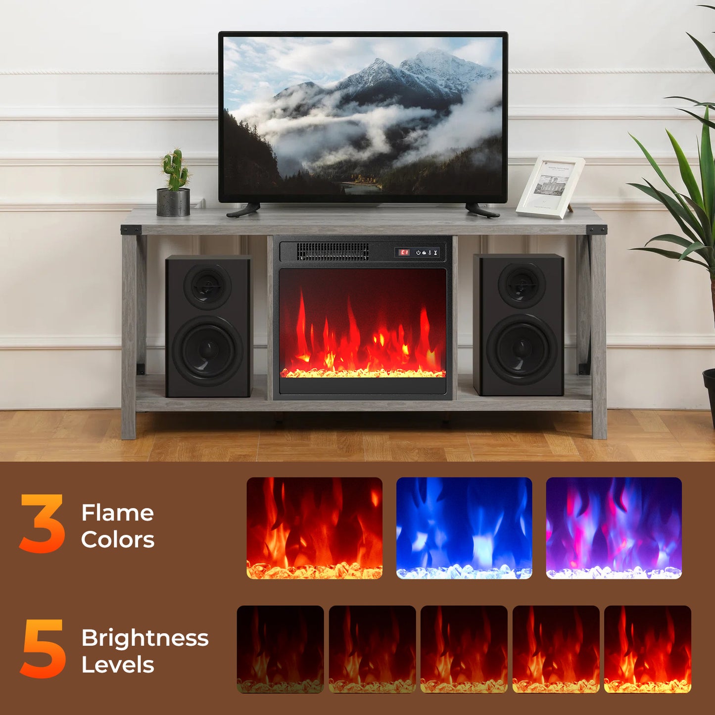 18 Inch Electric Fireplace Heater Insert with Overheat Protection
