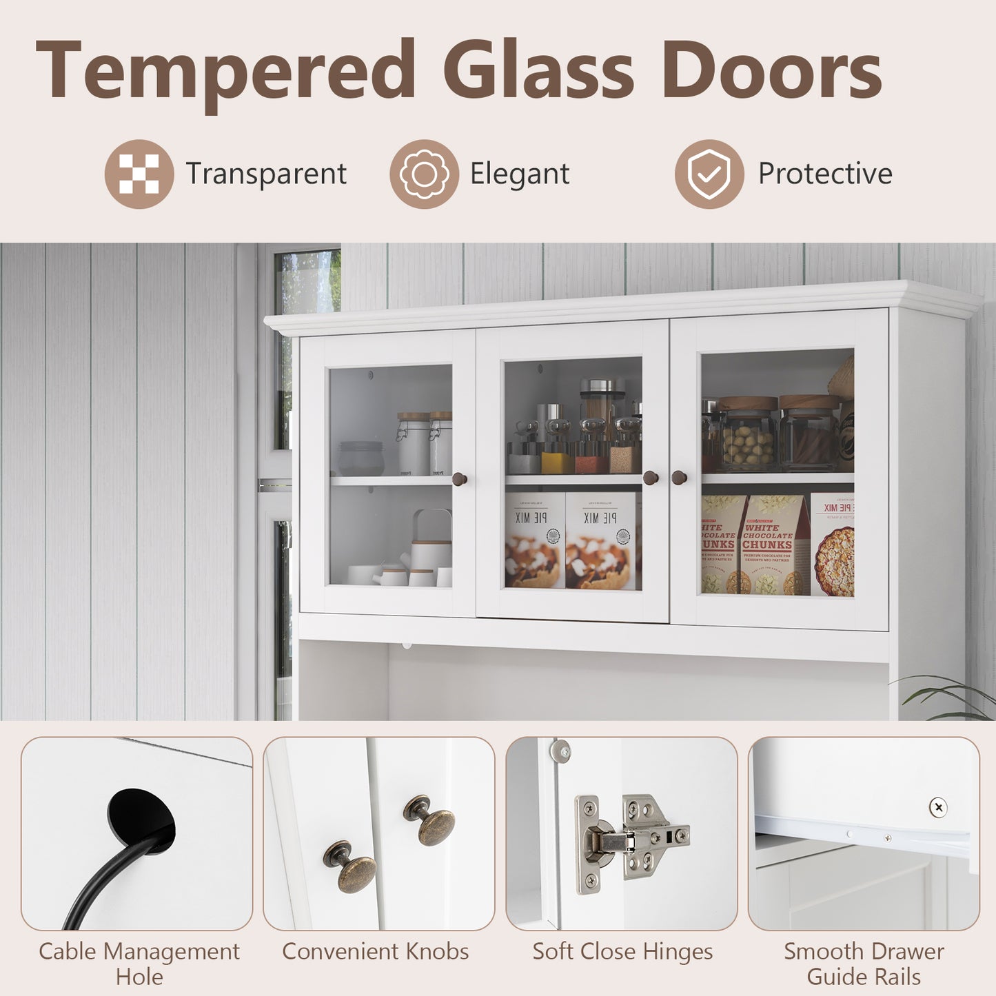 77 Inch Kitchen Pantry Cabinet with LED Lighting and Built-in Charging Station