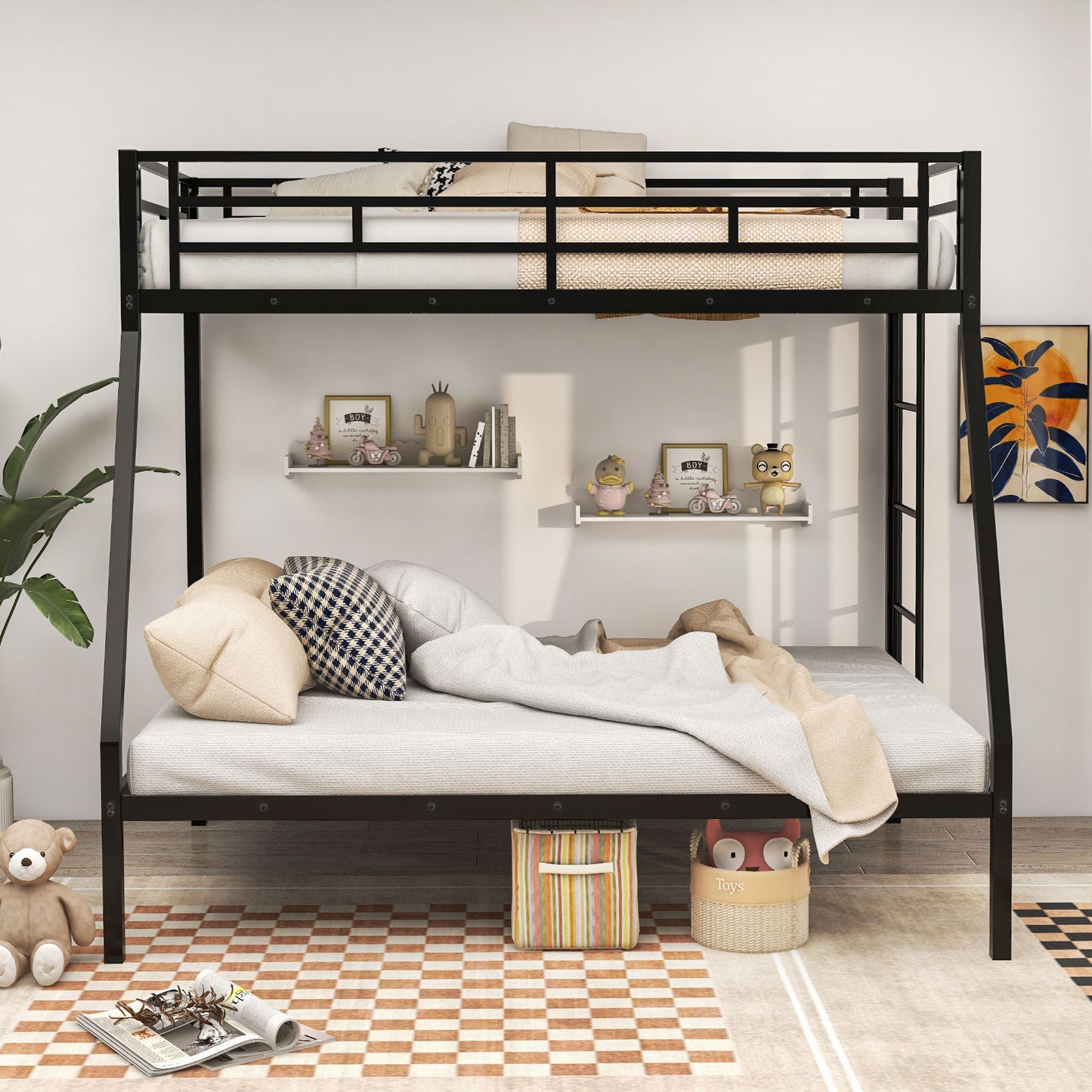 Space-Saving Metal Bed Frame for Teens and Adults, Noise-Free, No Box Spring Required - Black