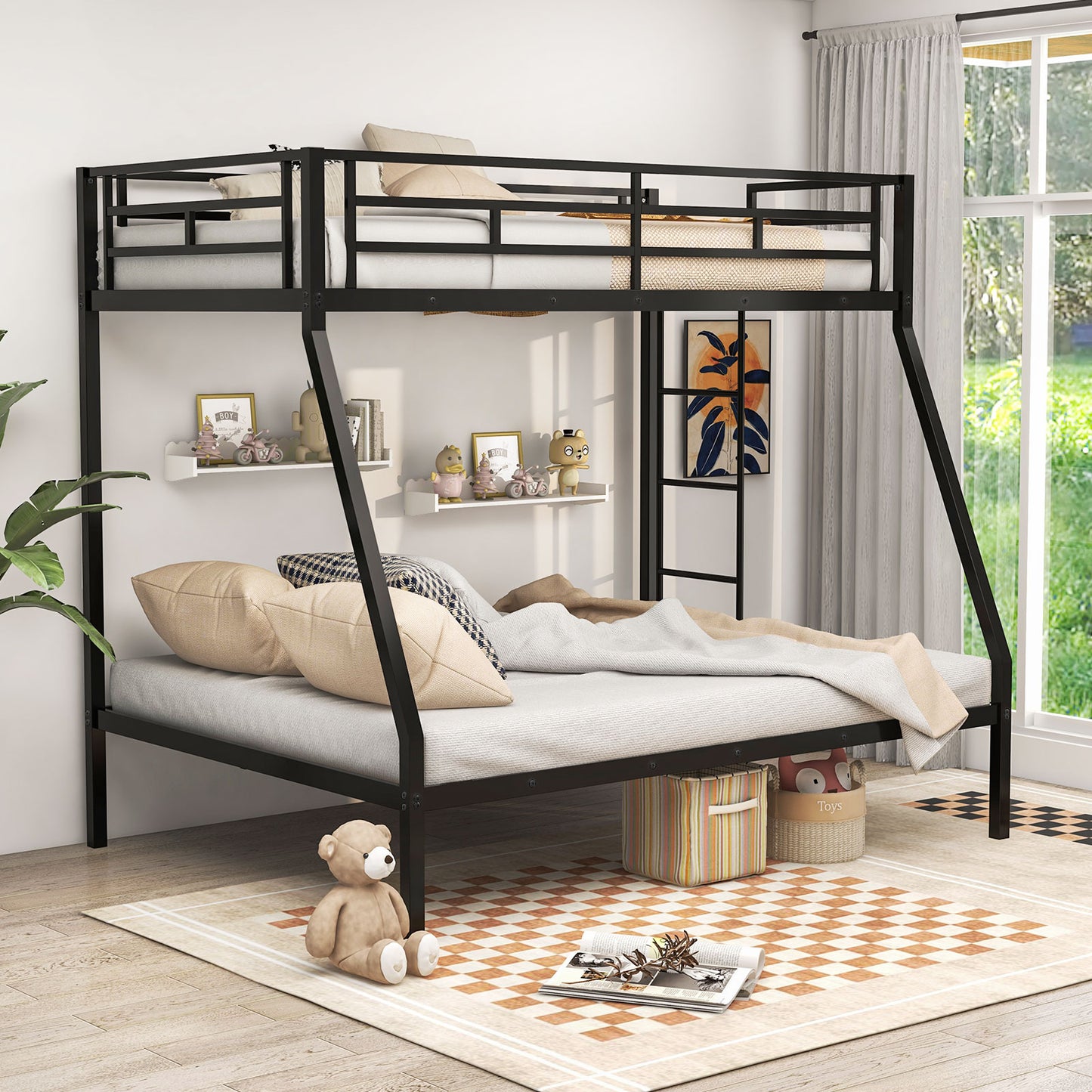 Space-Saving Metal Bed Frame for Teens and Adults, Noise-Free, No Box Spring Required - Black