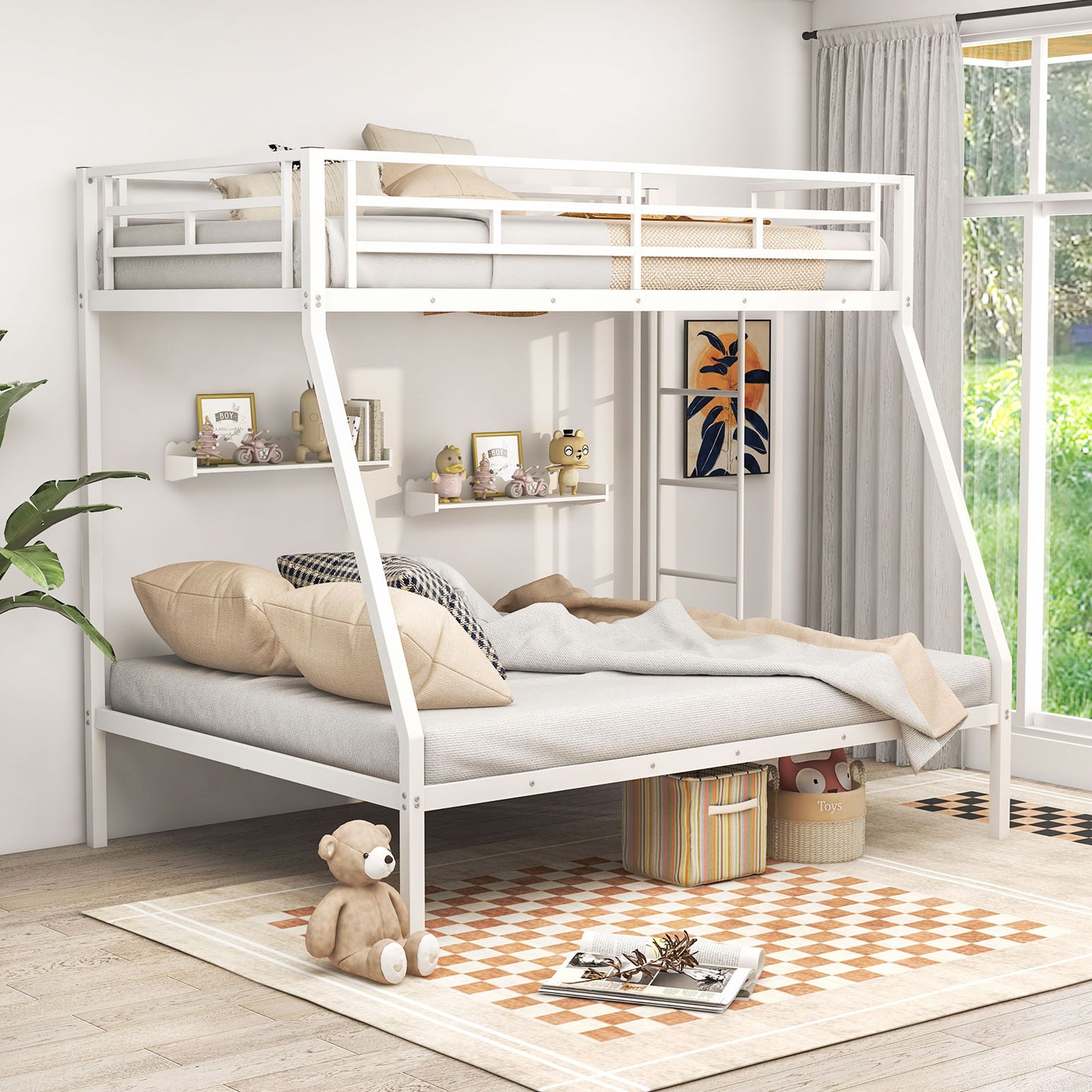 Space-Saving Metal Bed Frame for Teens and Adults, Noise-Free, No Box Spring Required - White