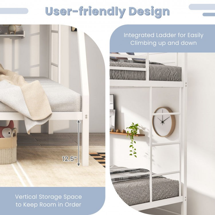 Space-Saving Metal Bed Frame for Teens and Adults, Noise-Free, No Box Spring Required - White