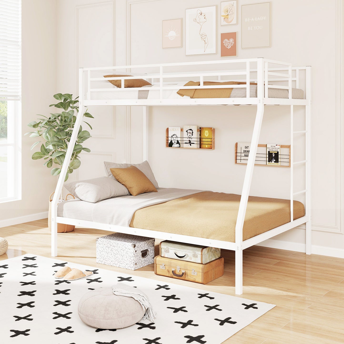 Space-Saving Metal Bed Frame for Teens and Adults, Noise-Free, No Box Spring Required - White