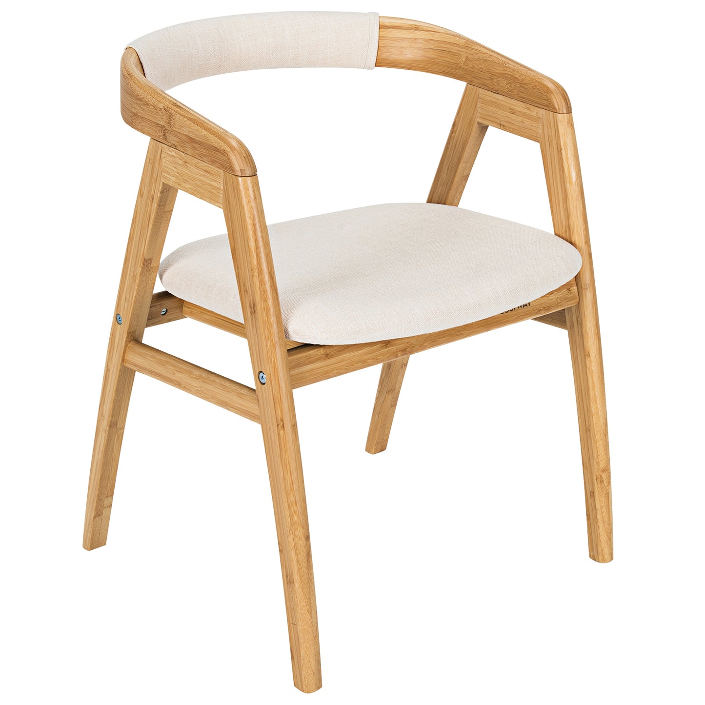 Ergonomic Bamboo Dining Chair with Curved Backrest and Non-Slip Foot Pads