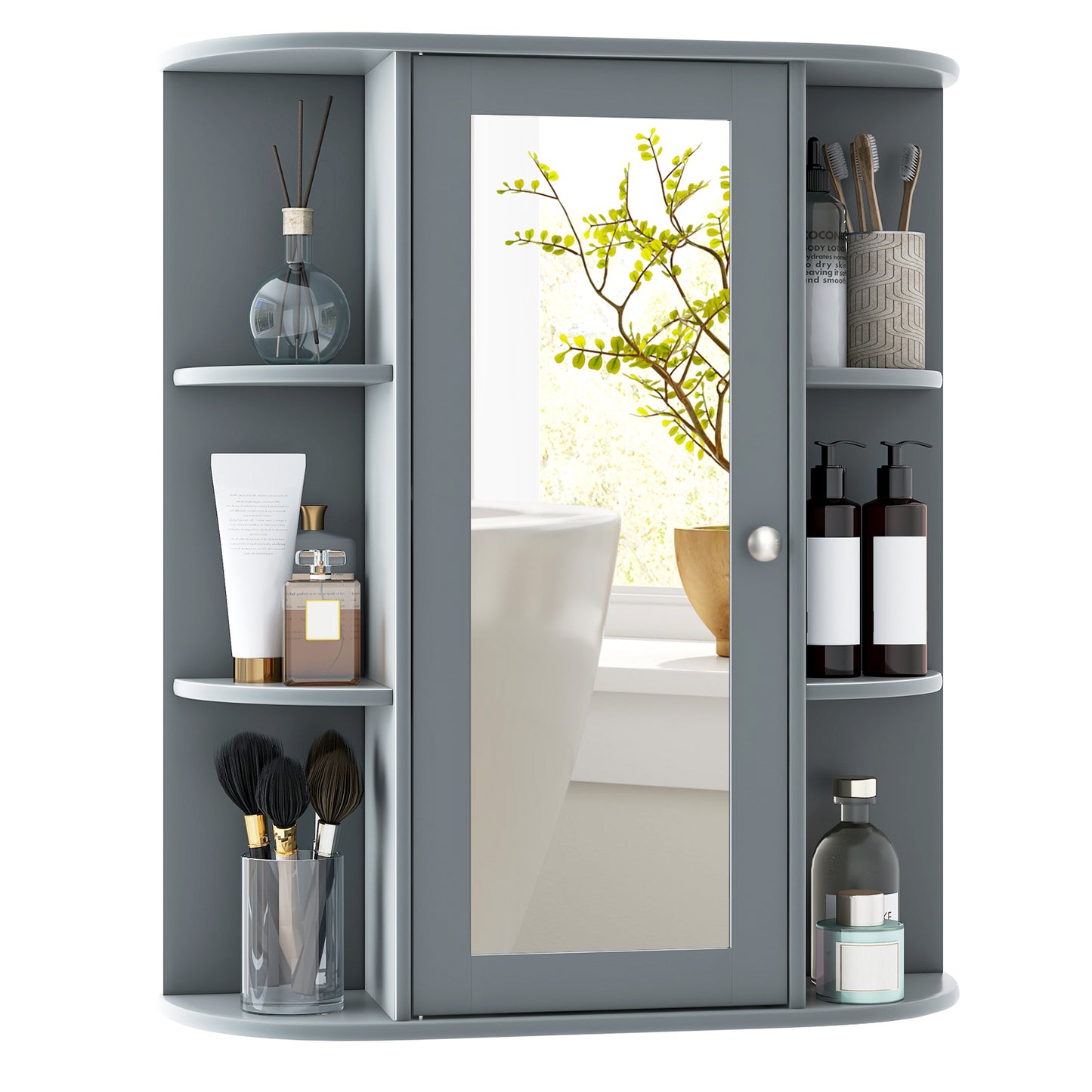 Stylish Wall-Mounted Medicine Cabinet with Mirror & Shelves