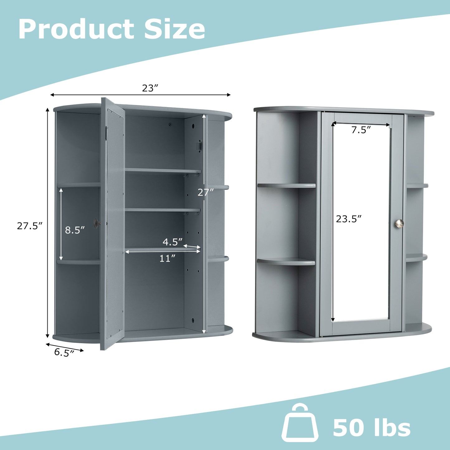 Stylish Wall-Mounted Medicine Cabinet with Mirror & Shelves