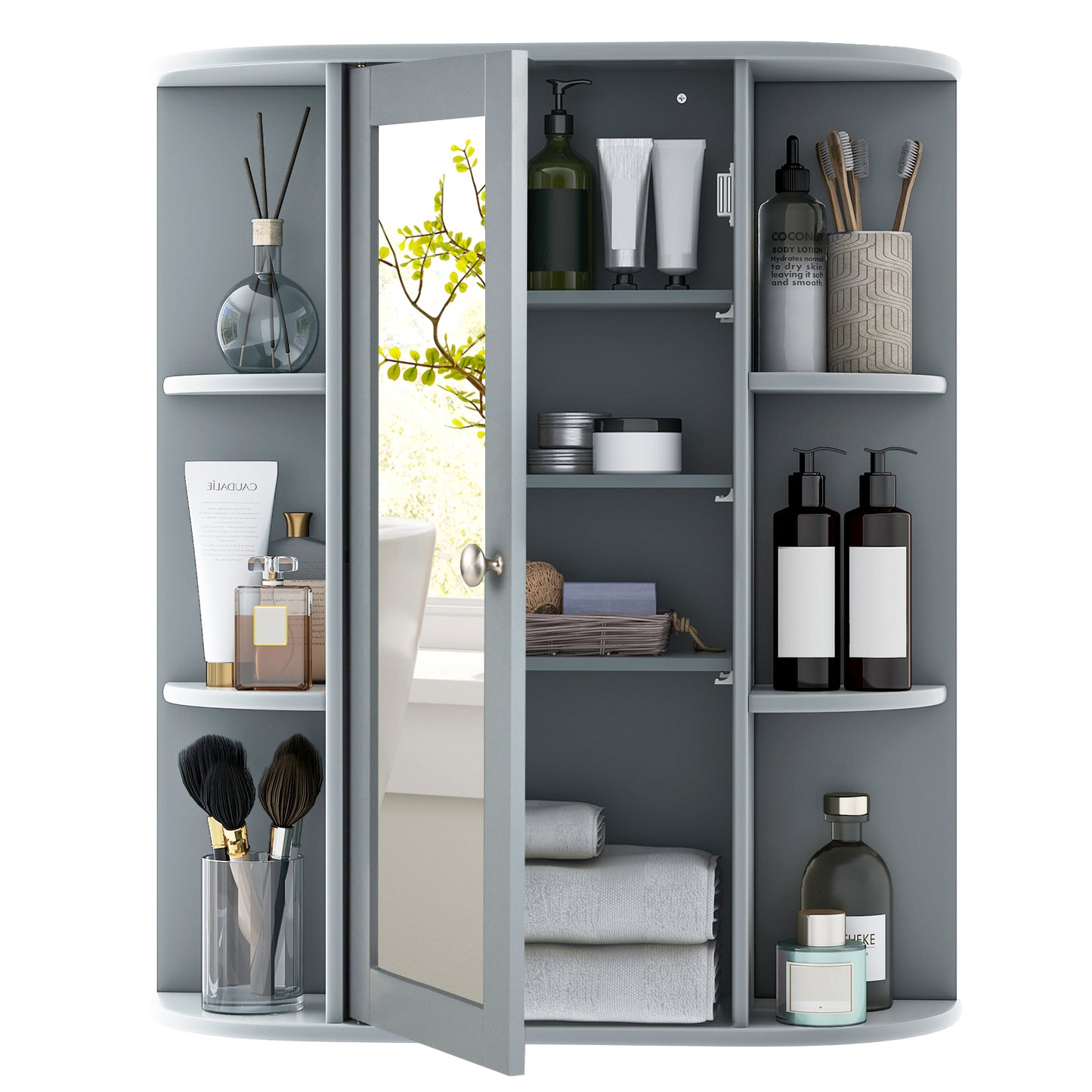 Stylish Wall-Mounted Medicine Cabinet with Mirror & Shelves