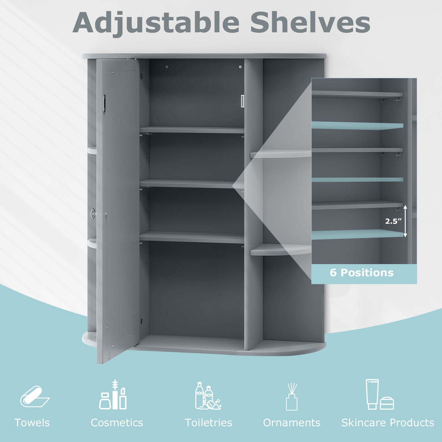 Stylish Wall-Mounted Medicine Cabinet with Mirror & Shelves