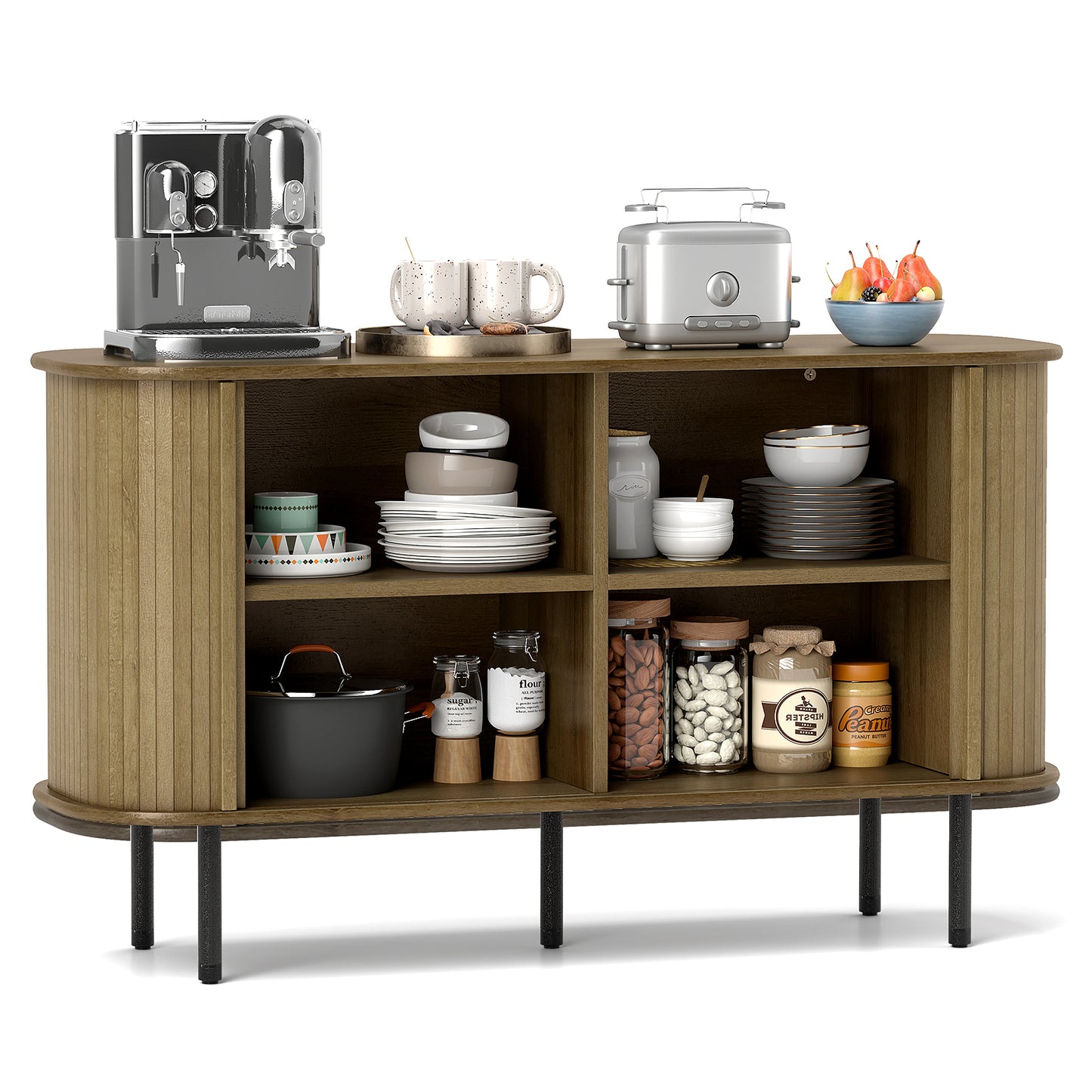 47" Modern Sideboard Buffet Cabinet with Adjustable Shelves for Kitchen Dining Living Entryway Storage
