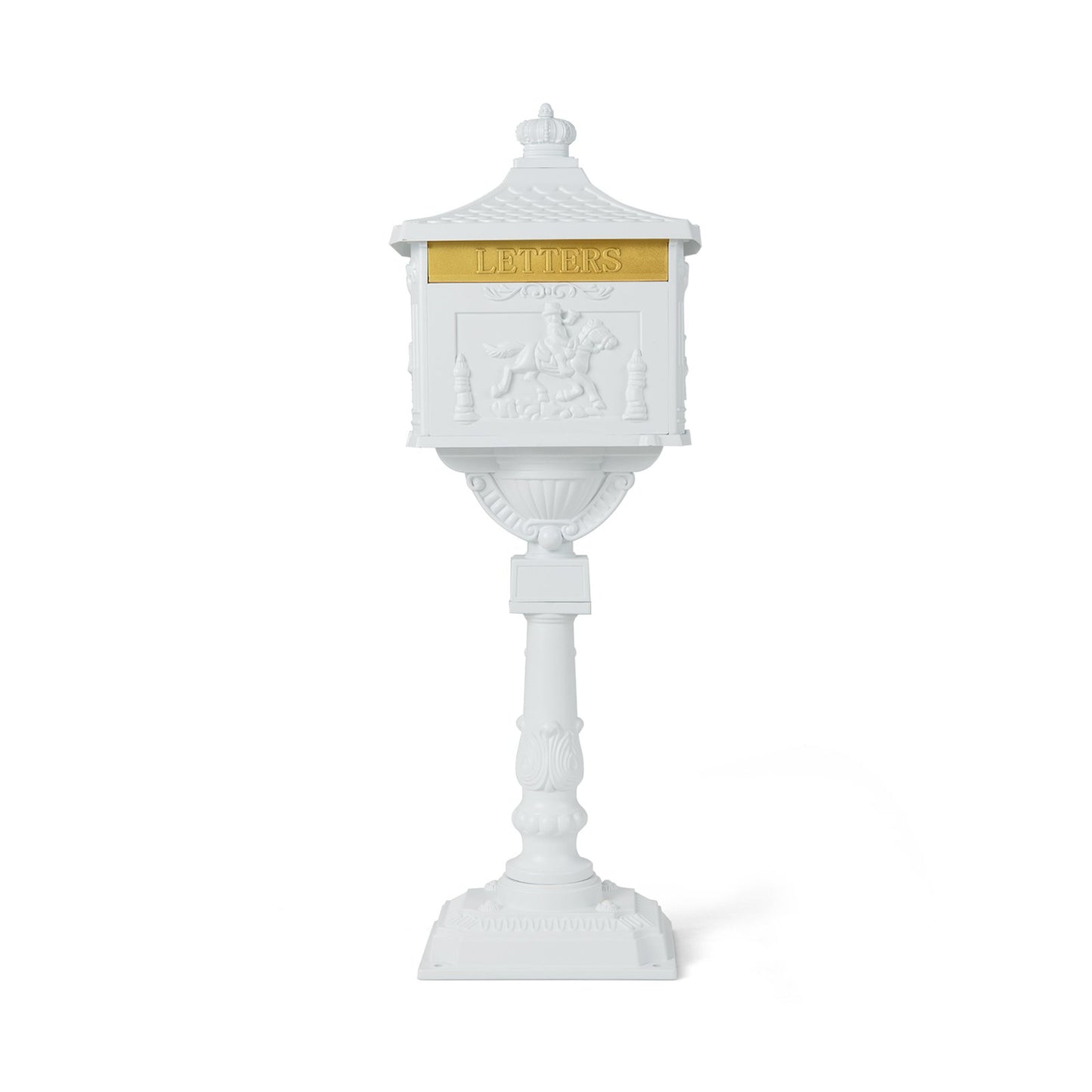 Elegant Retro Cast Aluminum Lockable Mailbox with Baffle Door for Secure Letter Delivery -White