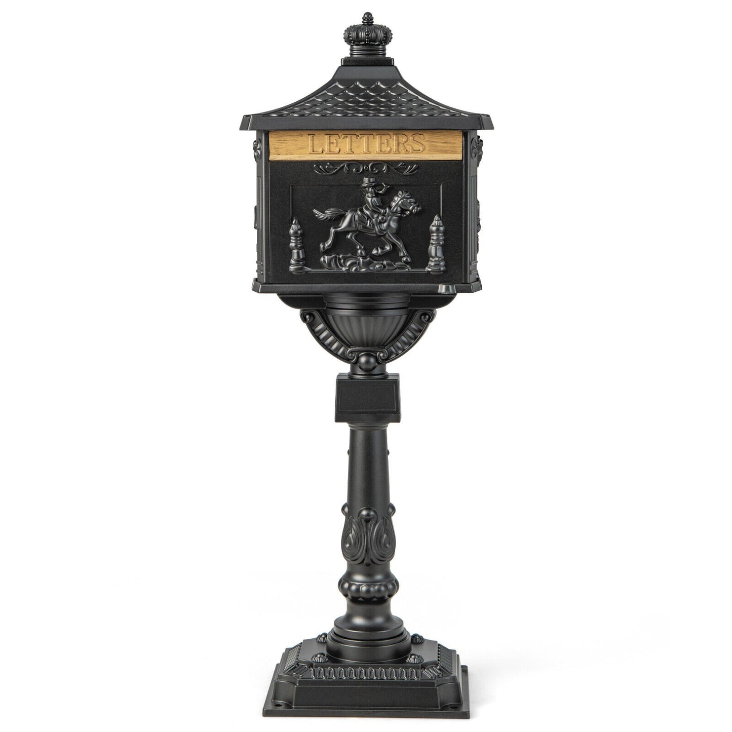 Elegant Retro Cast Aluminum Lockable Mailbox with Baffle Door for Secure Letter Delivery - Black