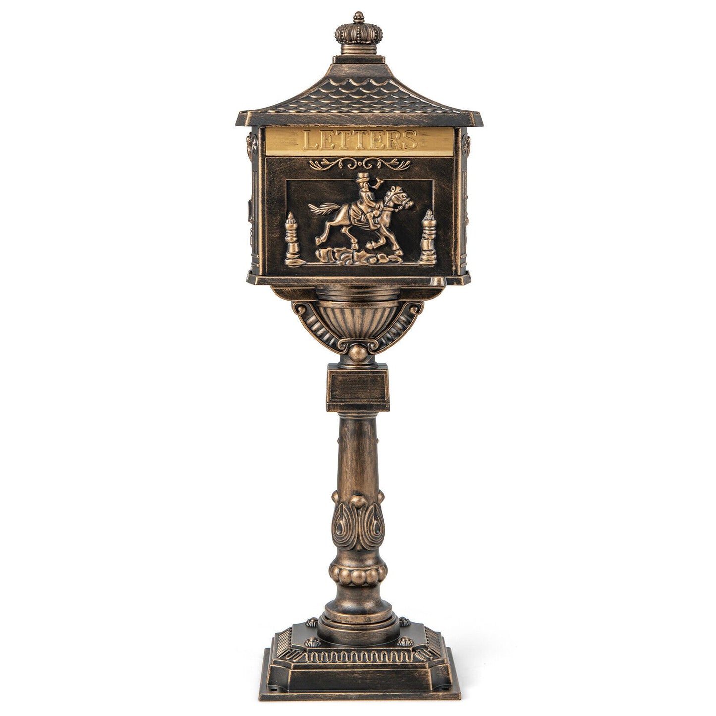 Elegant Retro Cast Aluminum Lockable Mailbox with Baffle Door for Secure Letter Delivery -Bronze