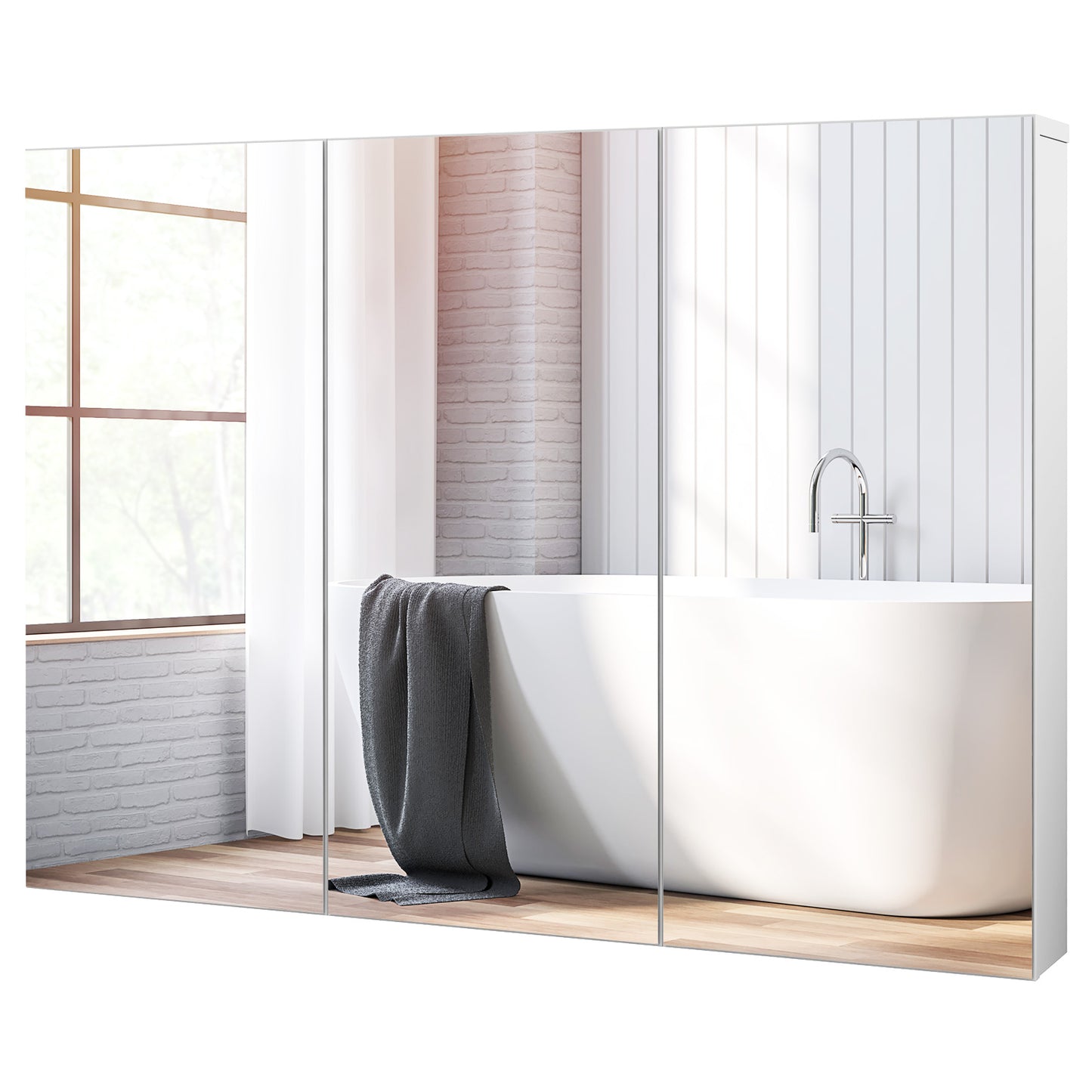 3 Door Wall-Mounted Medicine Cabinet with Adjustable Shelves