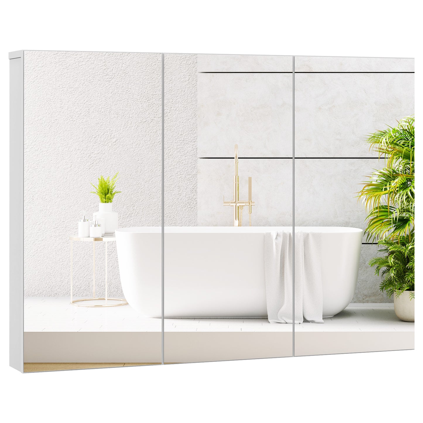 3 Door Wall-Mounted Medicine Cabinet with Adjustable Shelves