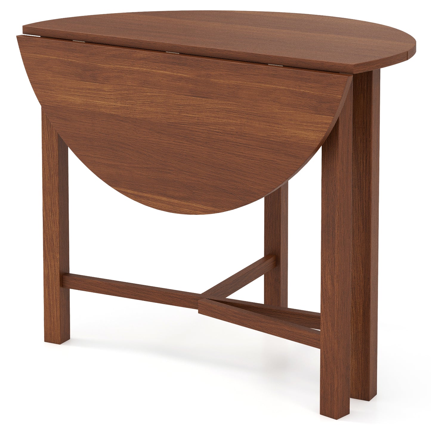 35 Inch Foldable Round Dining Table with Drop Leaf Design for Compact Living Spaces