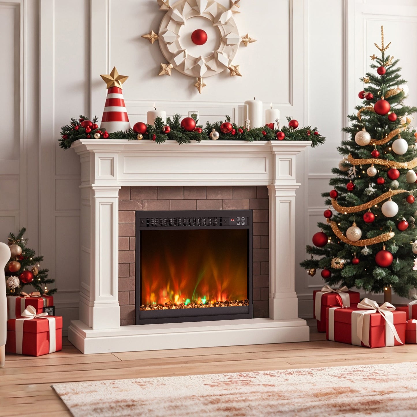 18/23/26 Inch 1500W Electric Fireplace Insert with Remote & Customizable Flame Effects