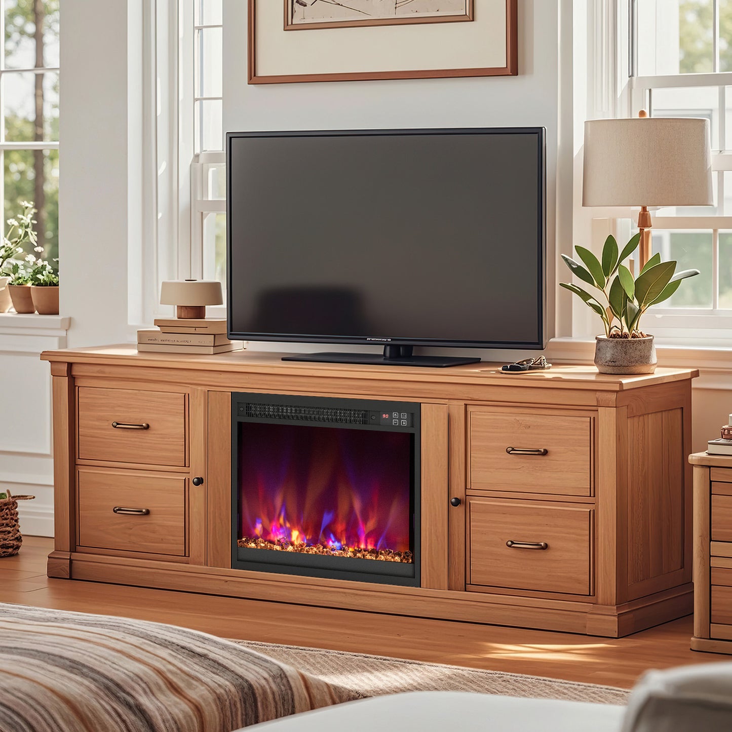18/23/26 Inch 1500W Electric Fireplace Insert with Remote & Customizable Flame Effects
